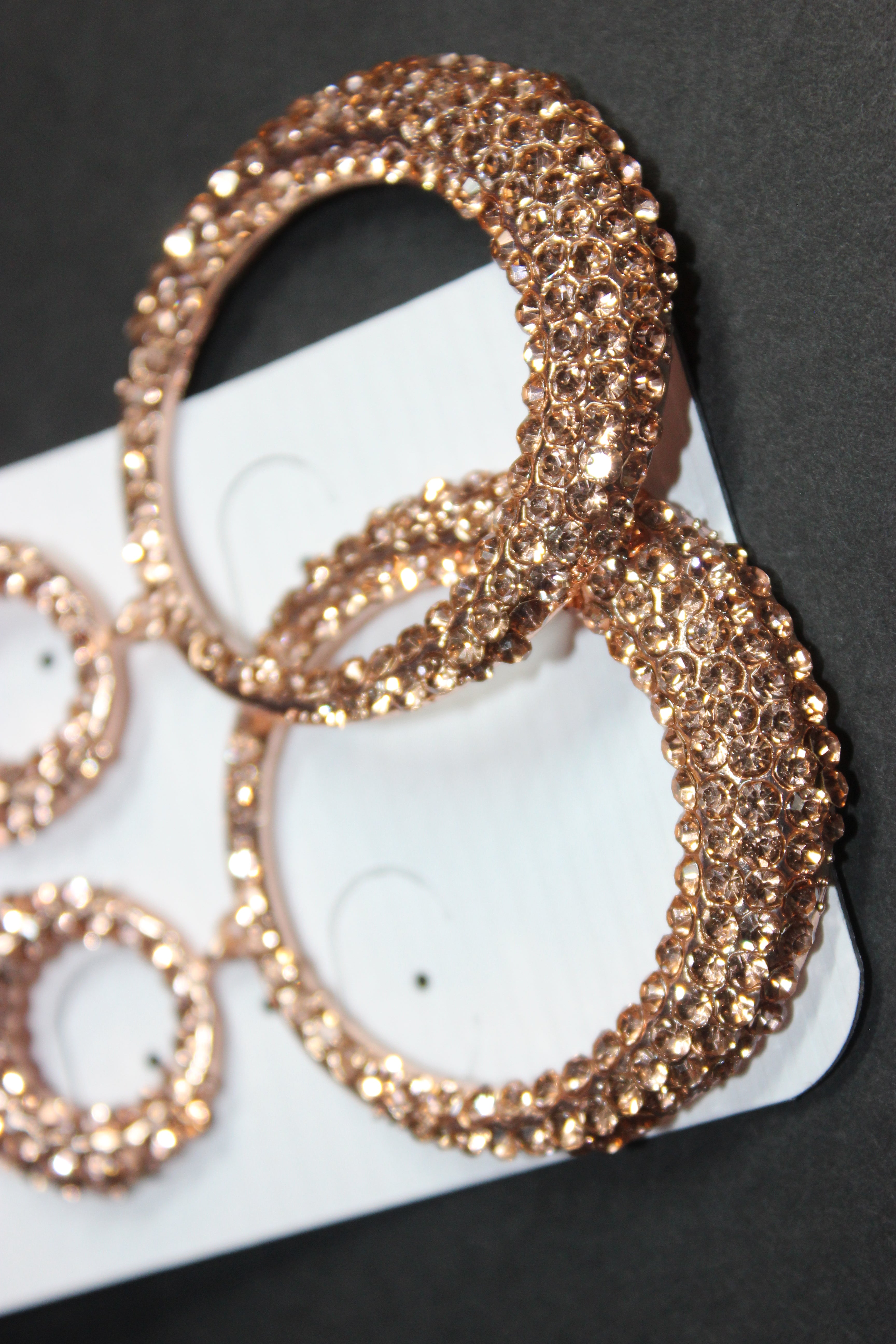 Rose Gold Rhinestone Hoop Earrings