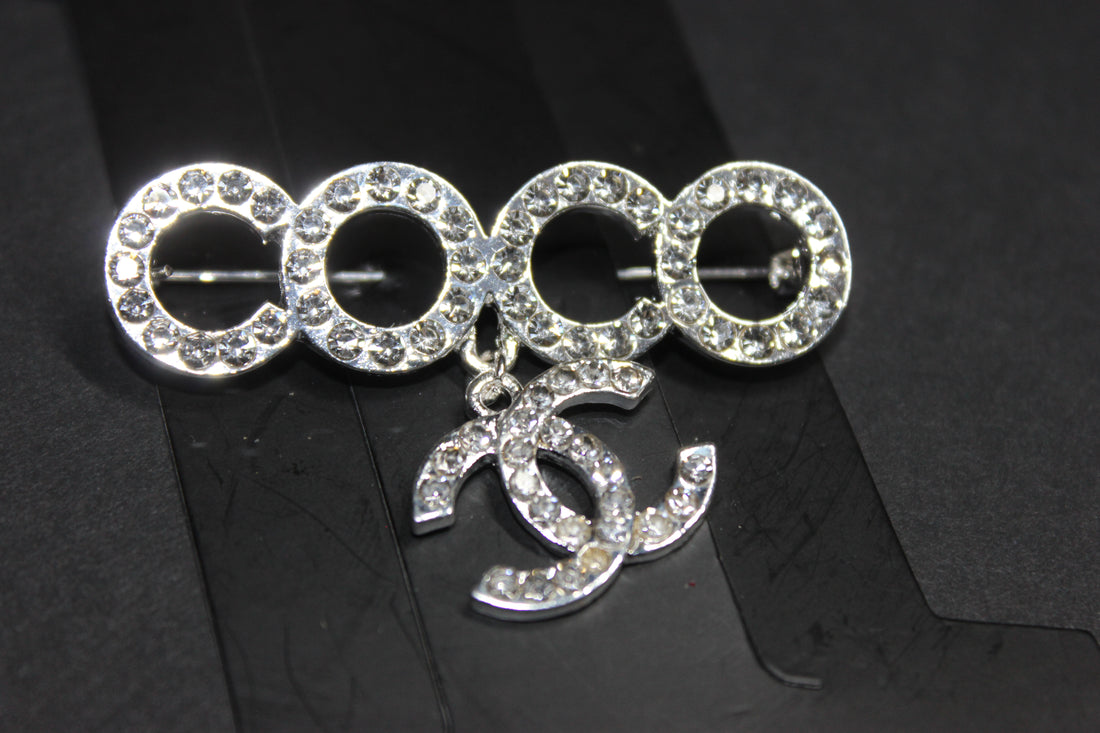 Silver Rhinestone Brooch Pin