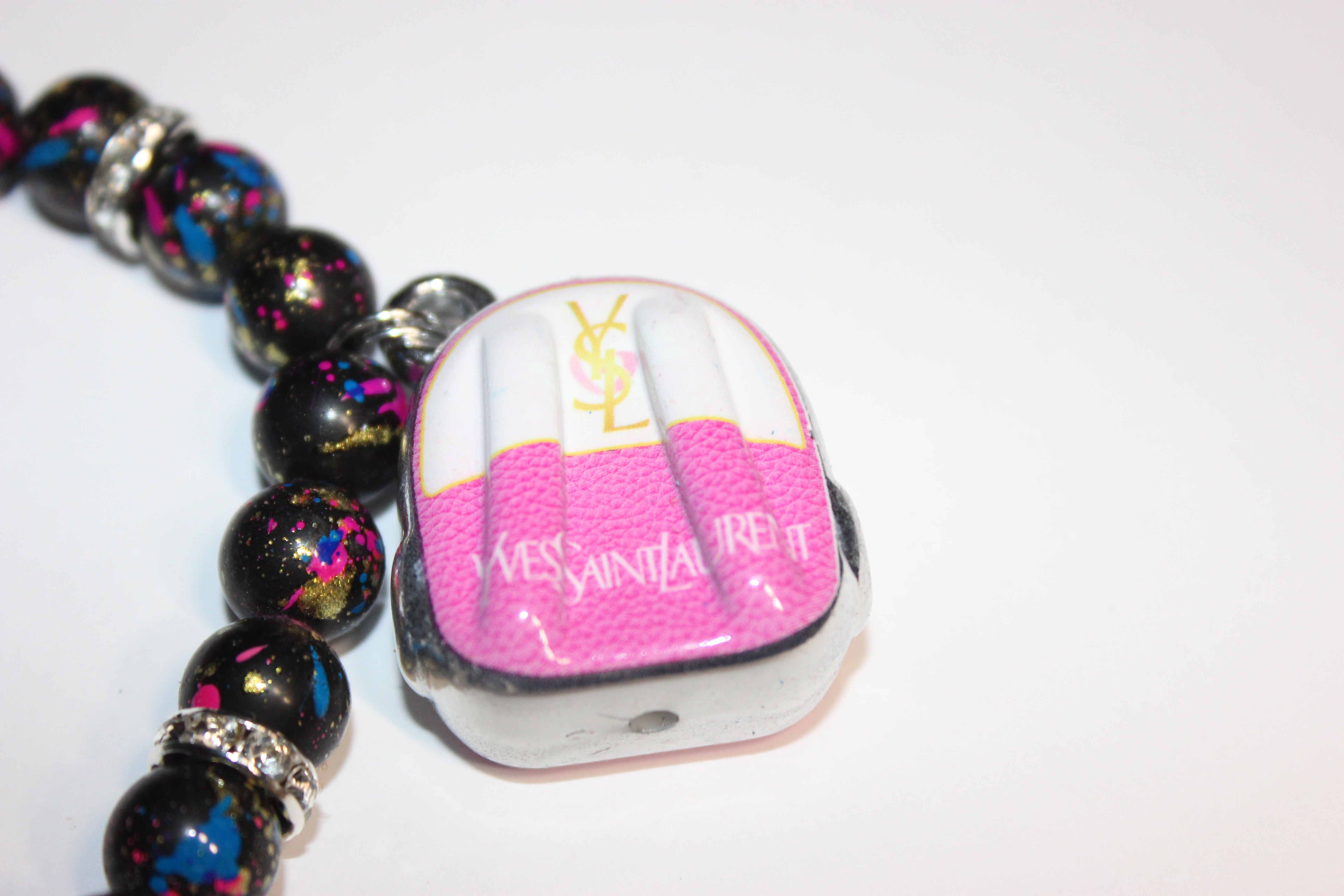 Black White & Pink Charm Bracelet (1)
