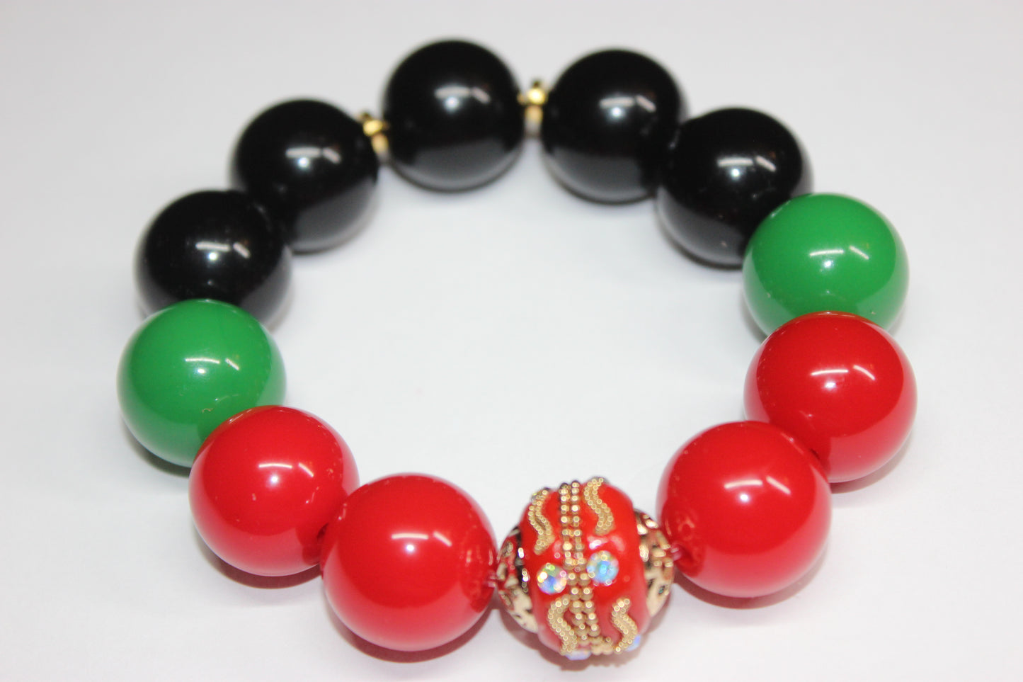 CBC Exclusive Large Beaded Bracelet- Red/Green/Black/Gold