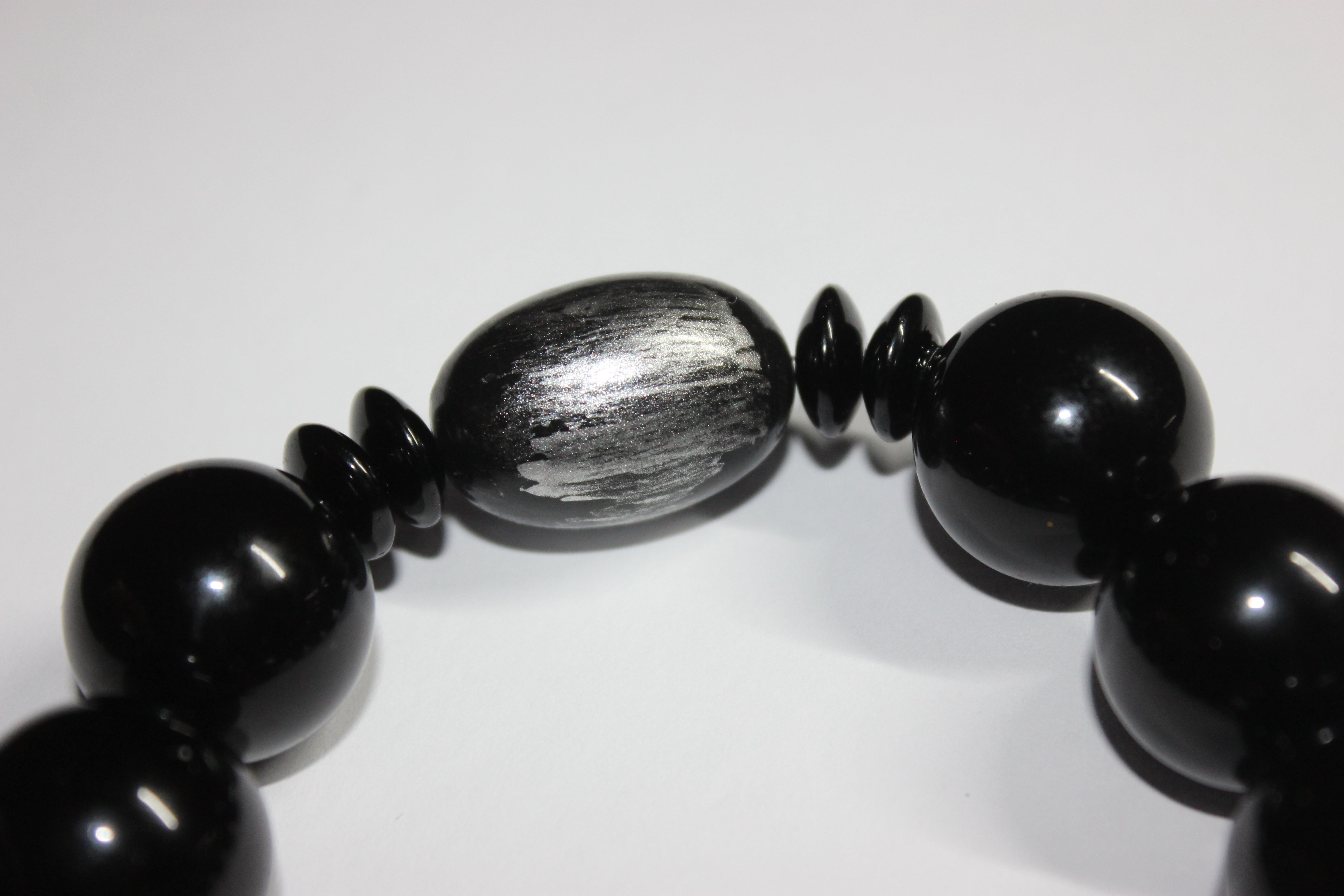 Grey & Black Beaded Bracelet