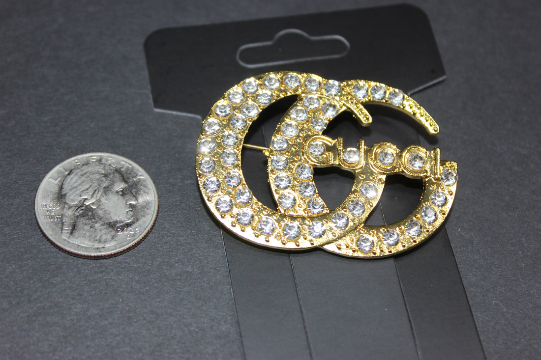 Gold Rhinestone Brooch Pin