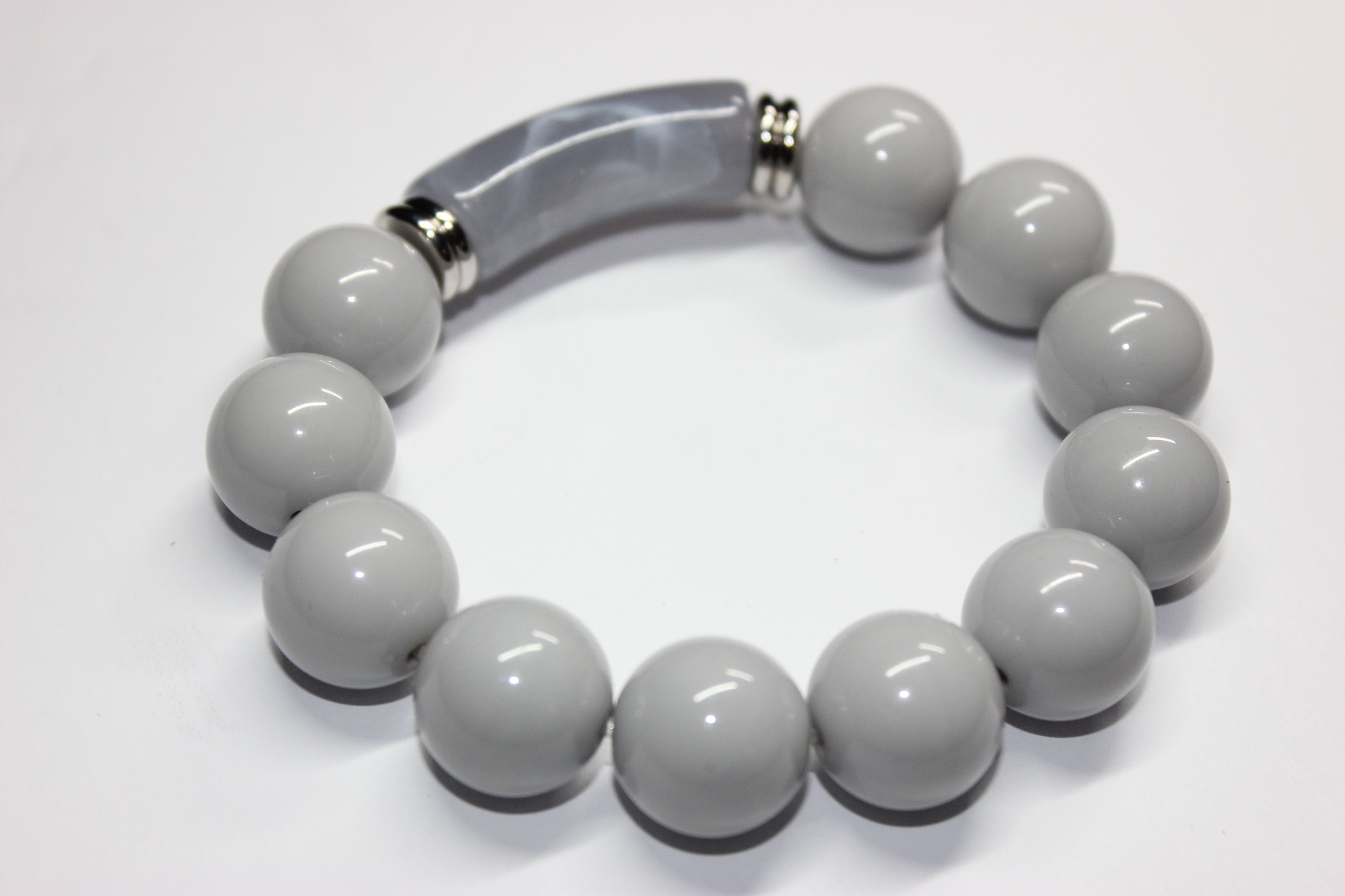 Shades Of Grey & Silver Beaded Bracelet