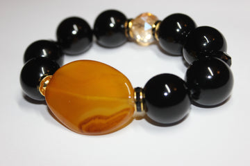 Shades Of Topaz & Black Large Beaded Bracelet
