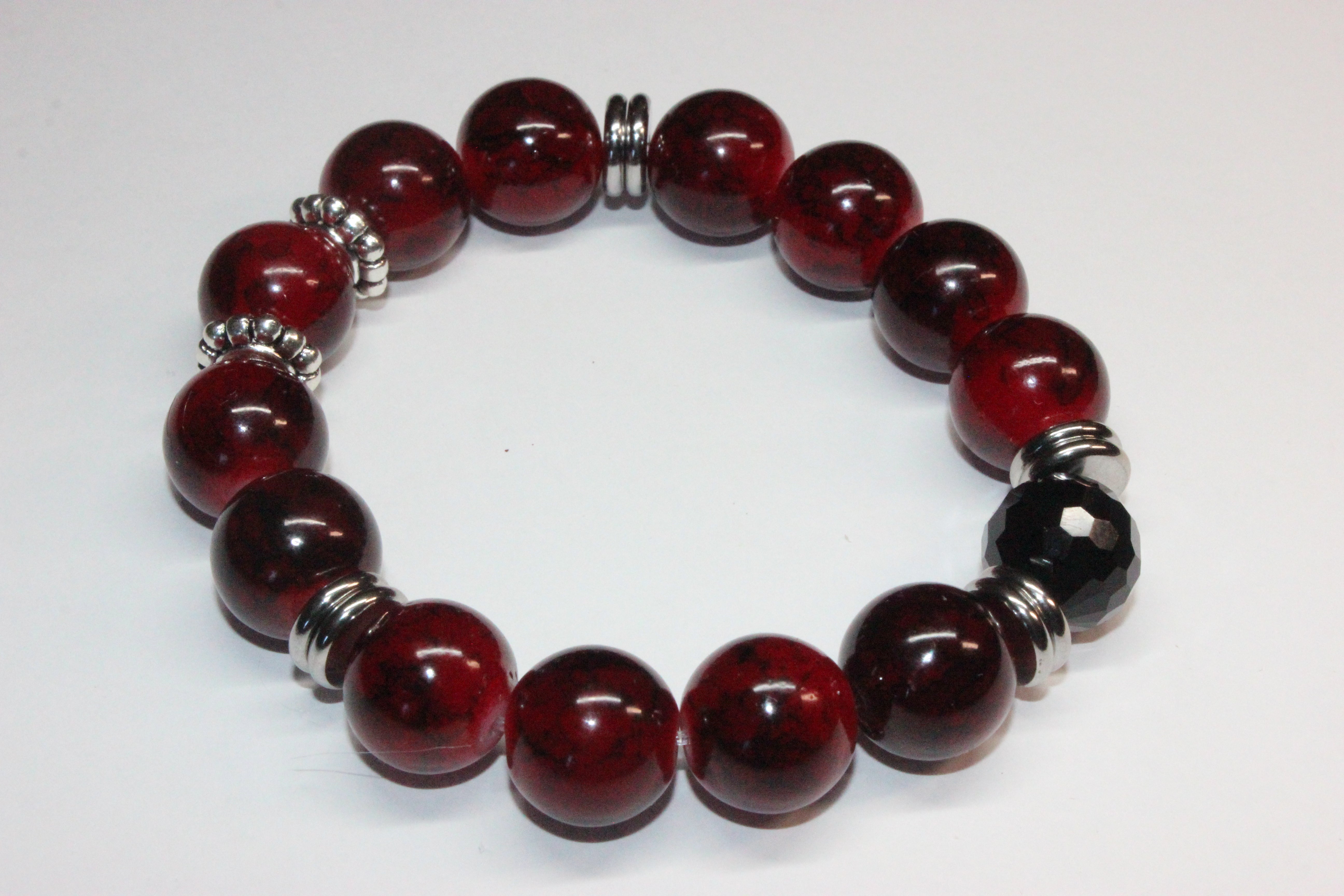 Red & Black Beaded Bracelet