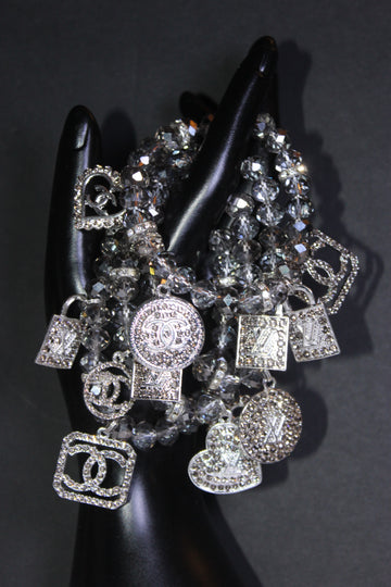 4 Piece Silver Crystal Charm Bracelet Set