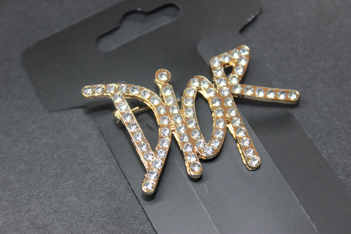 Gold Rhinestone Brooch Pin