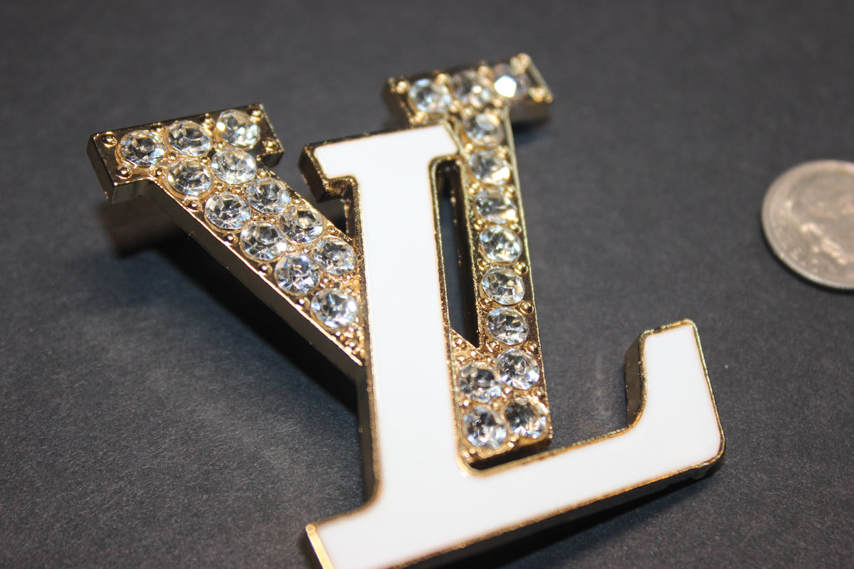 White & Gold Rhinestone Brooch Pin