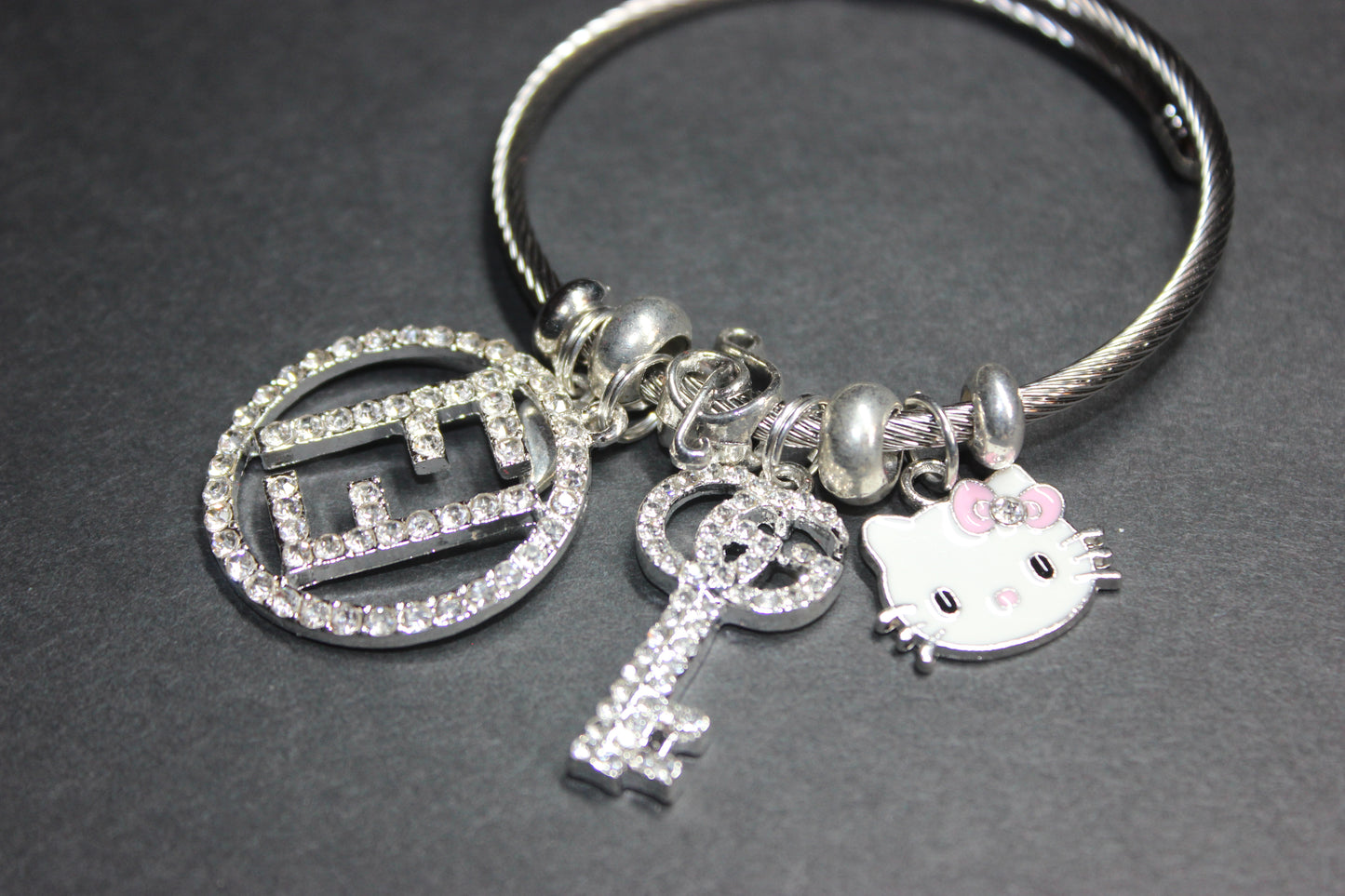 Silver Charm Bangle Bracelet