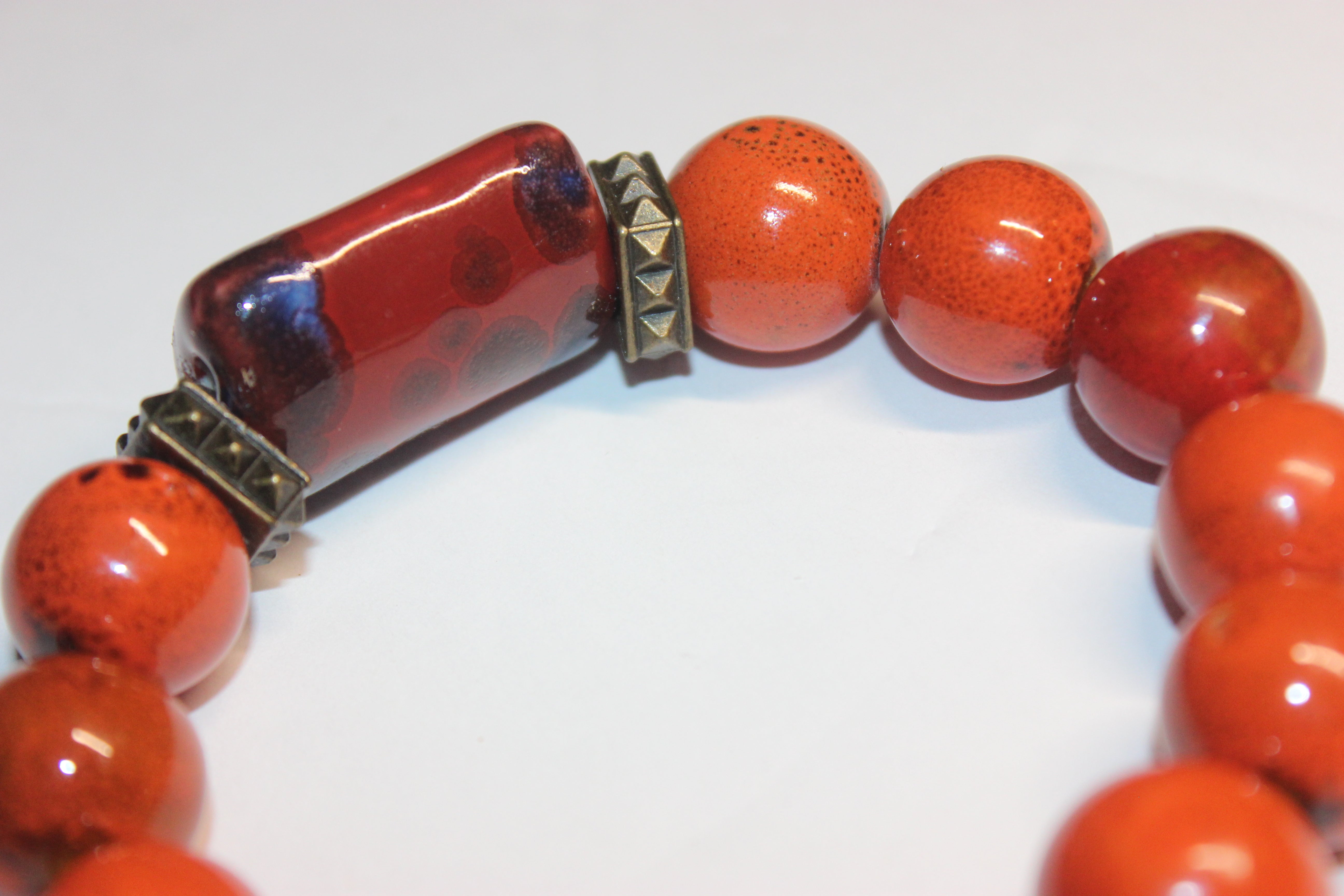 Shades Of Orange Gemstone Bracelet
