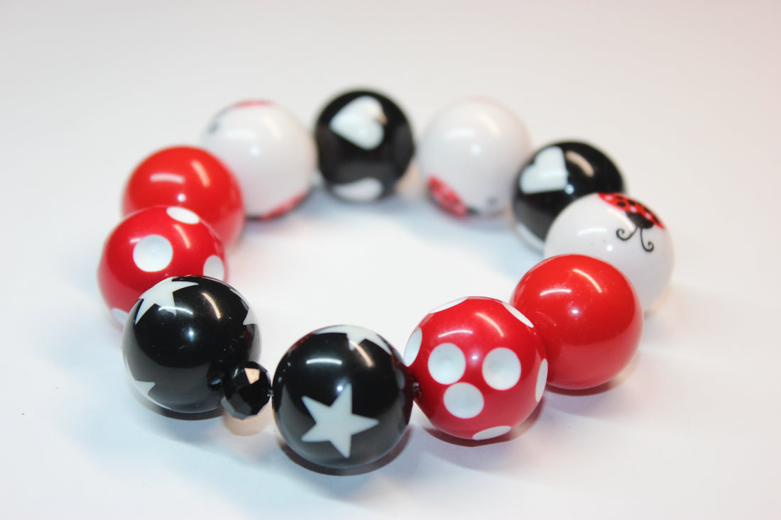 Red White & Black Ladybug Bracelet