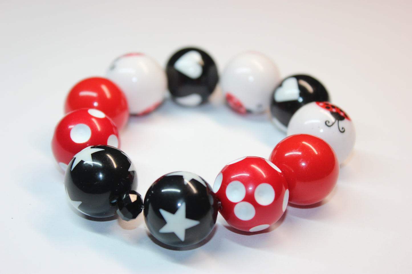 Red White & Black Ladybug Bracelet