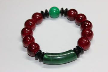 Red/Green/Black Beaded Bracelet