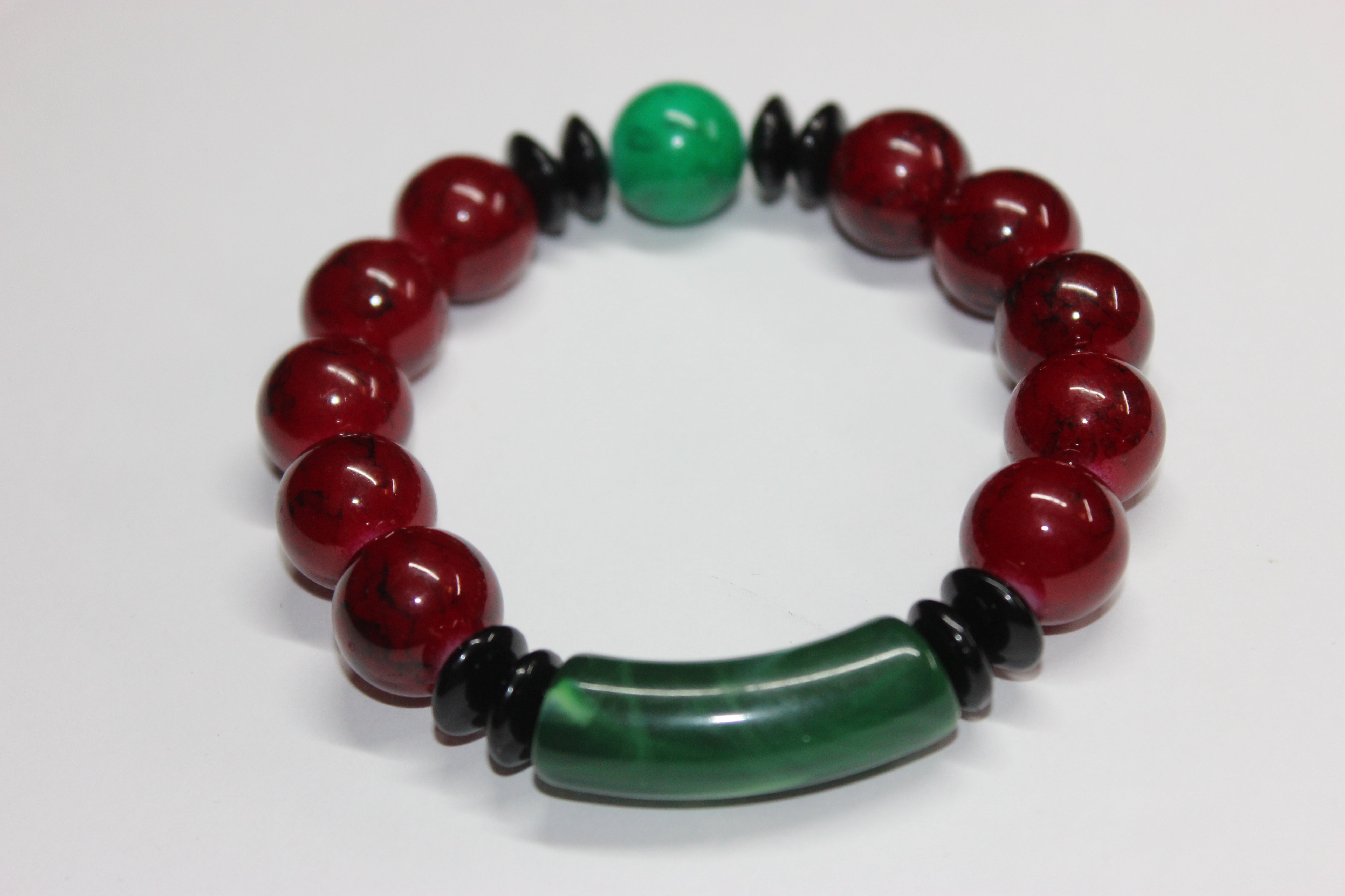 Red/Green/Black Beaded Bracelet