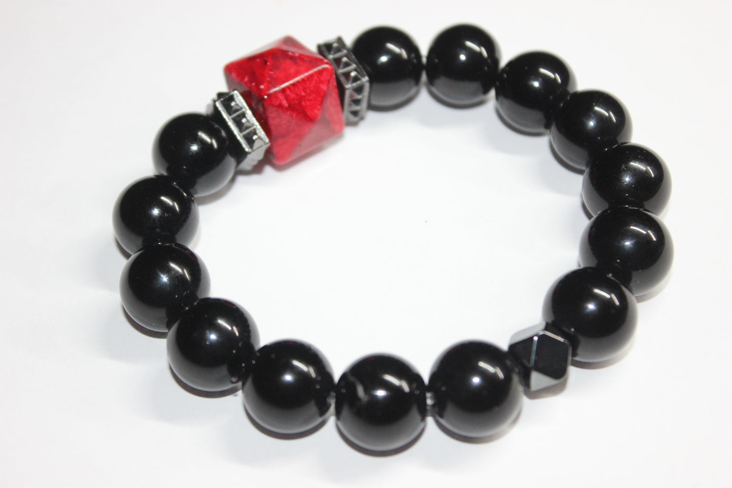 Black & Red Beaded Bracelet