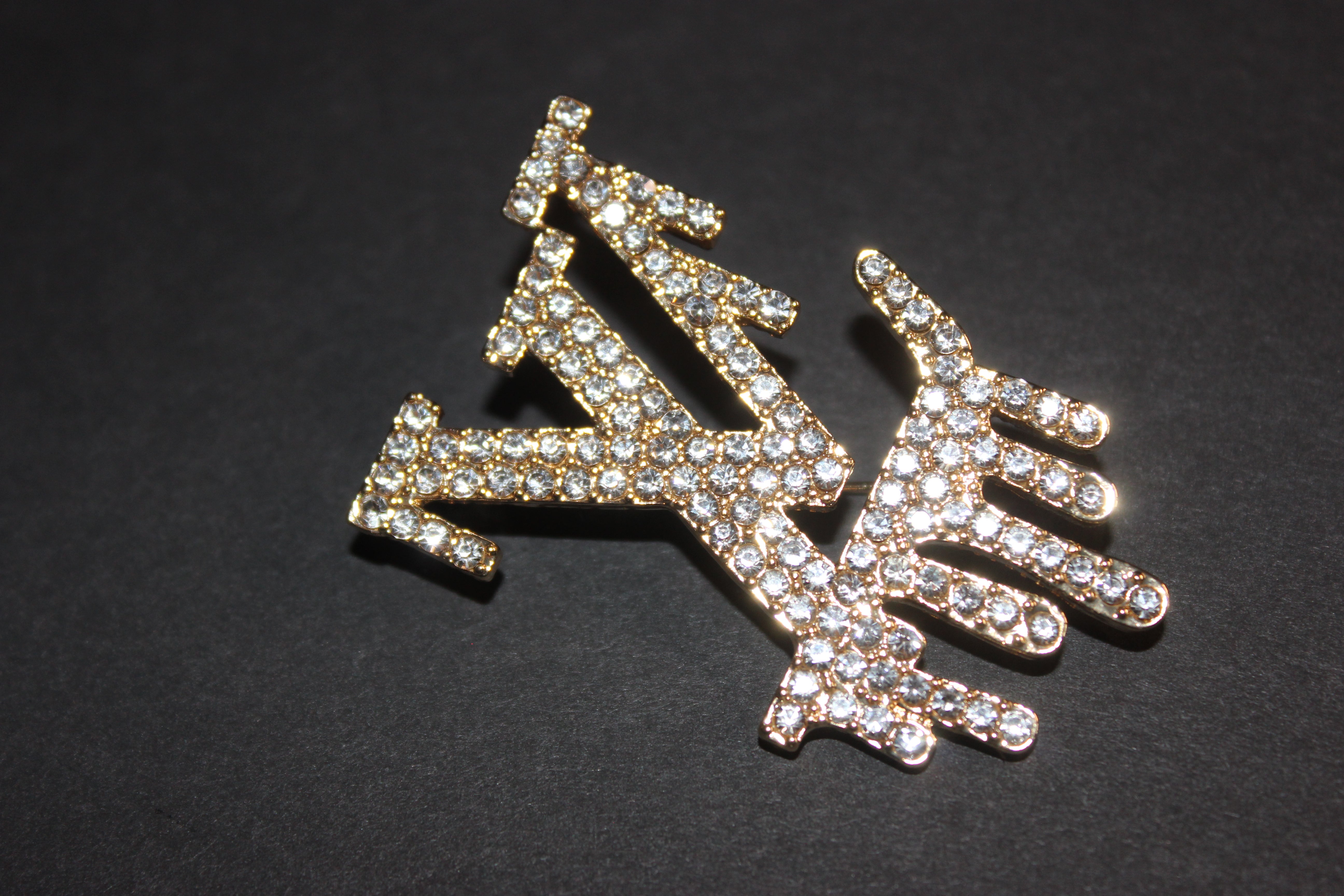 Gold Rhinestone Brooch Pin