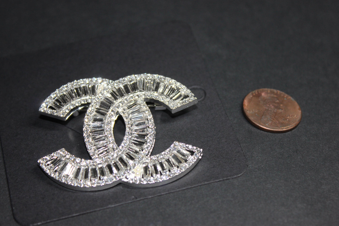 Silver Rhinestone Brooch Pin