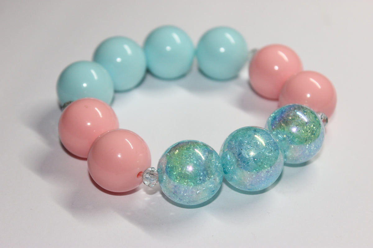 Shades Of Pink & Aquamarine Large Beaded Bracelet