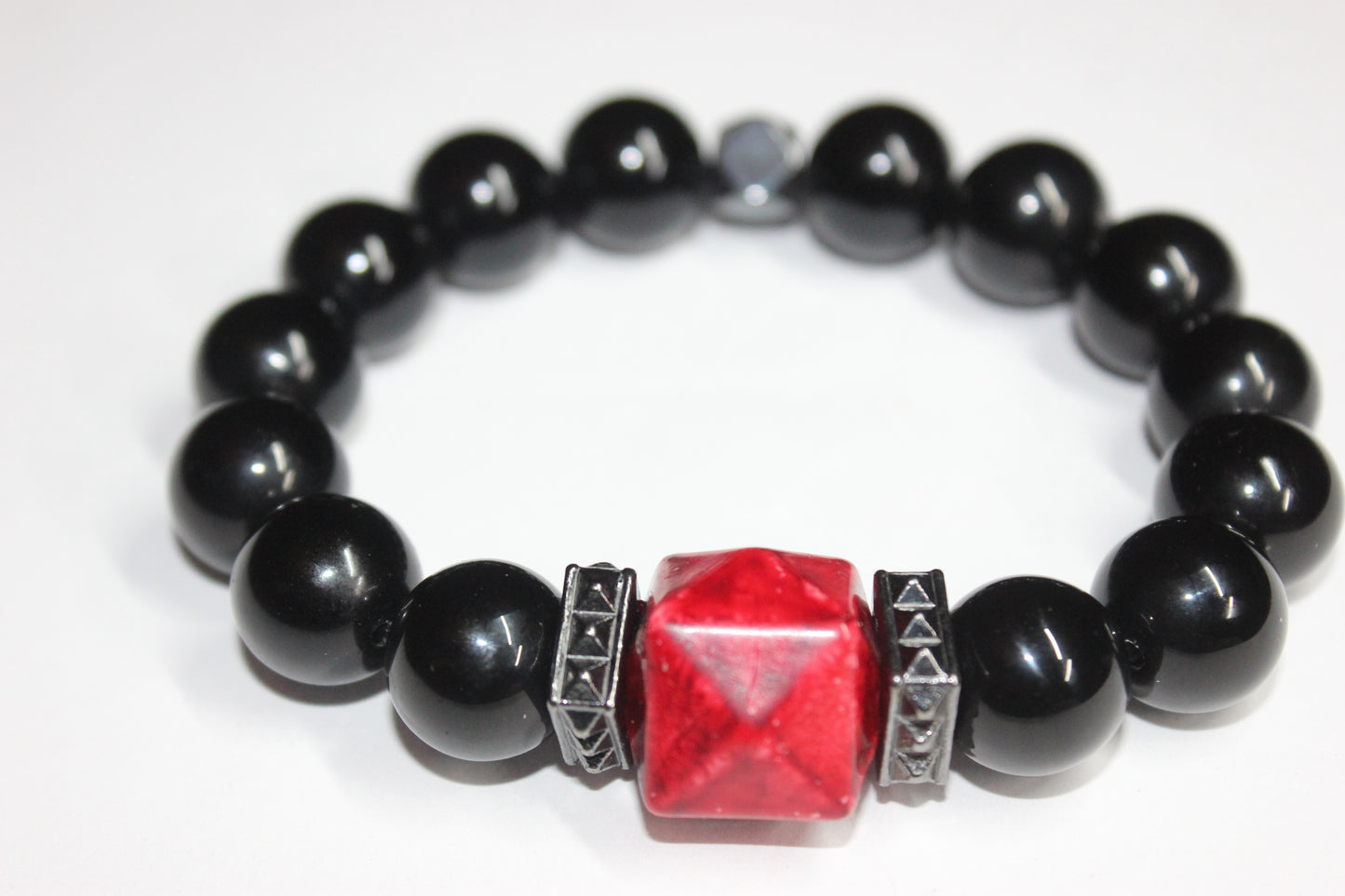 Black & Red Beaded Bracelet