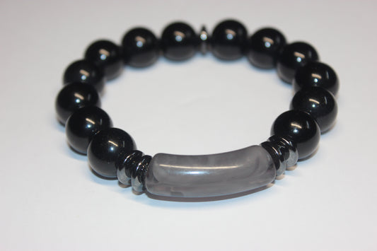 Black & Grey Beaded Bracelet