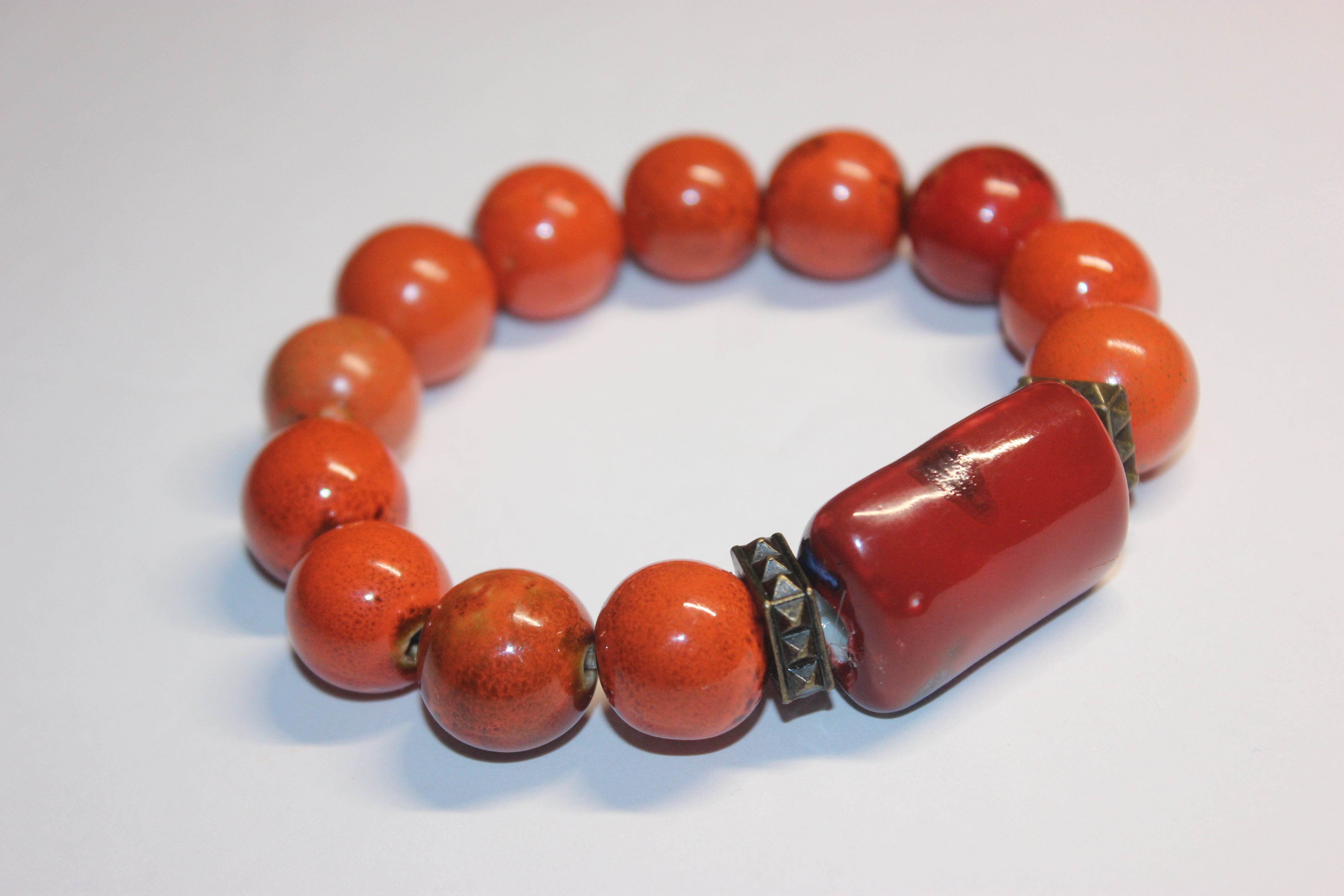 Shades Of Orange Gemstone Bracelet