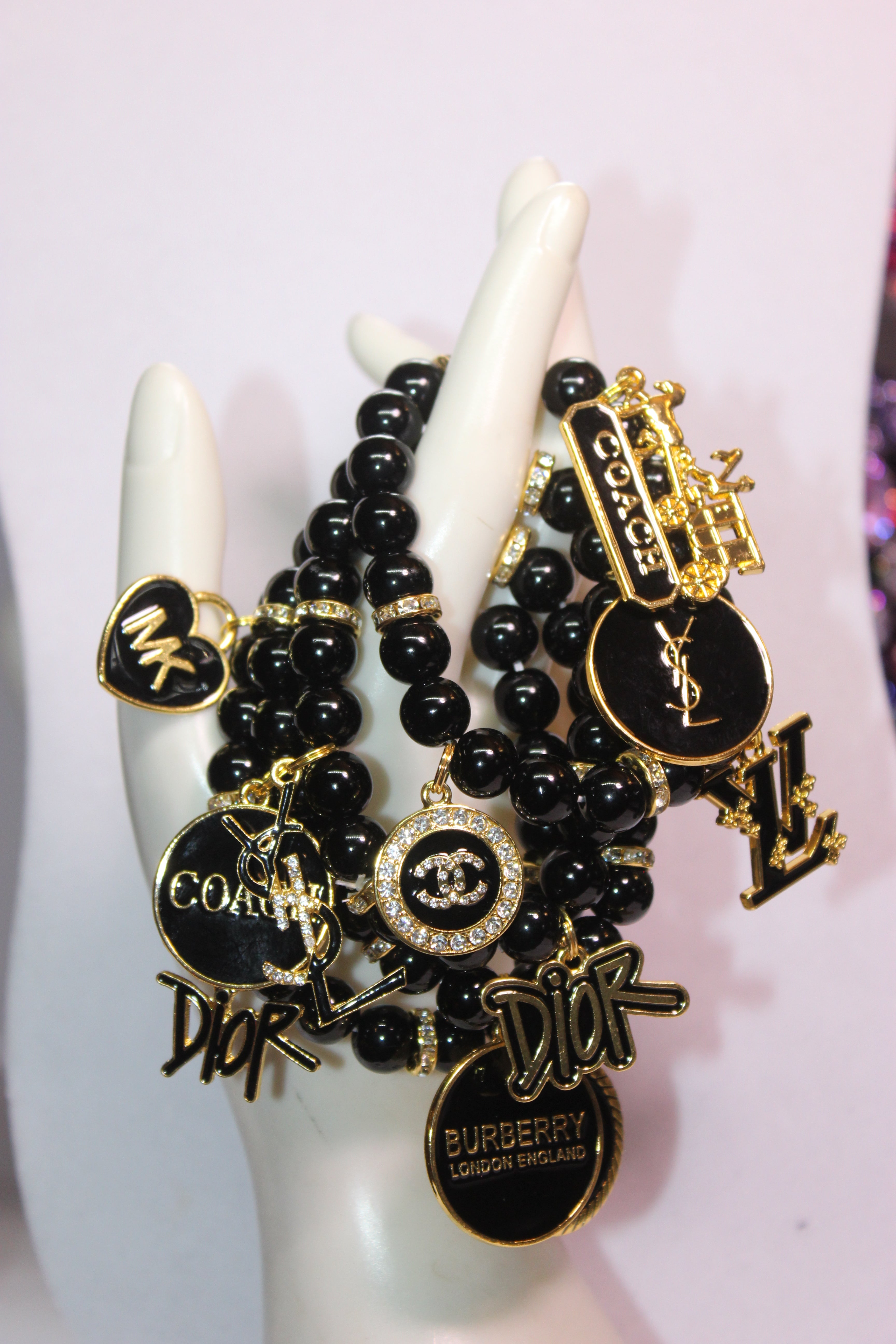 Black & Gold 4 Piece Charm Bracelet Set