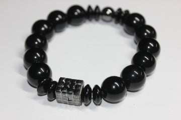 Black & Hematite Beaded Bracelet