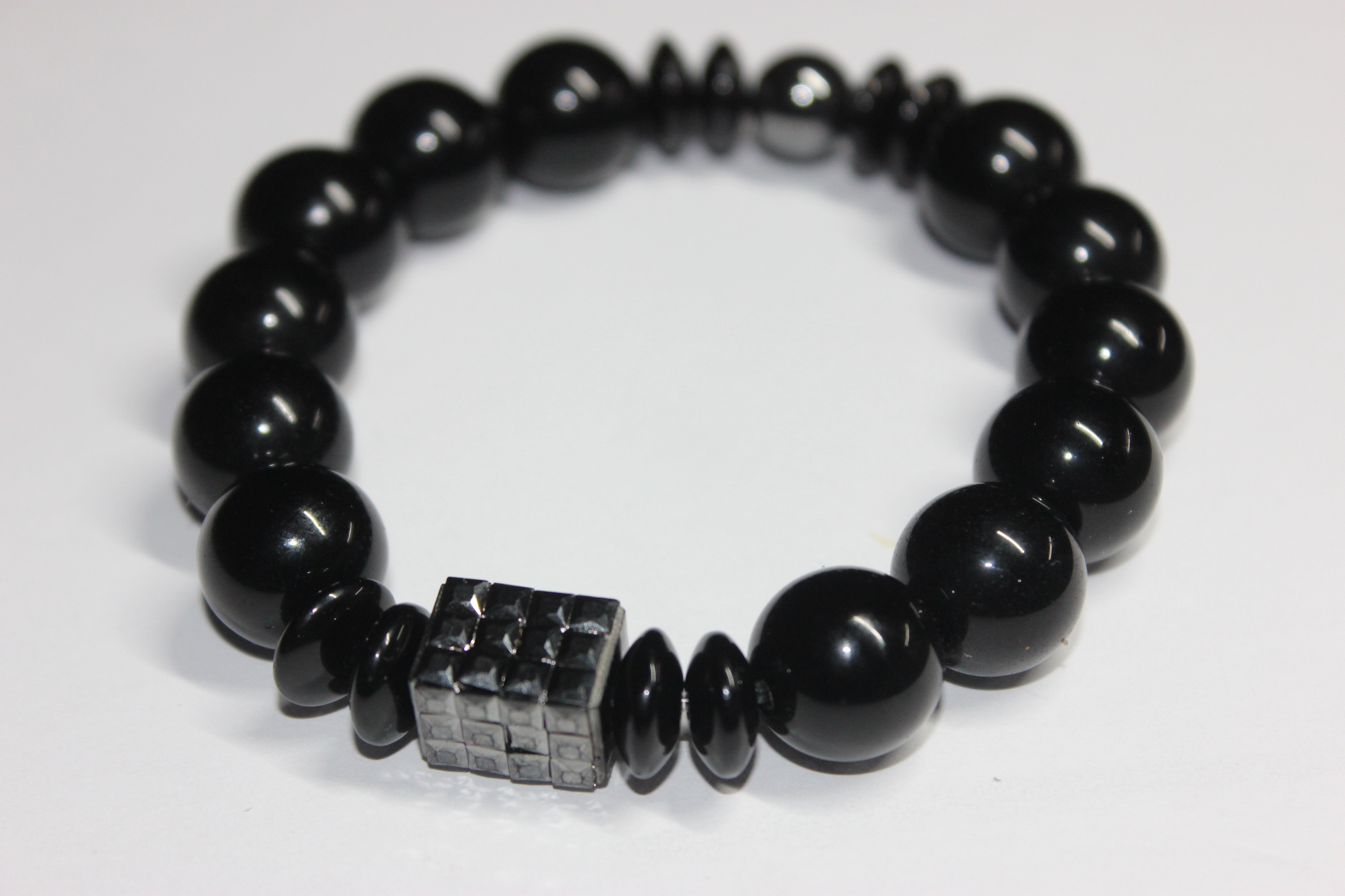 Black & Hematite Beaded Bracelet