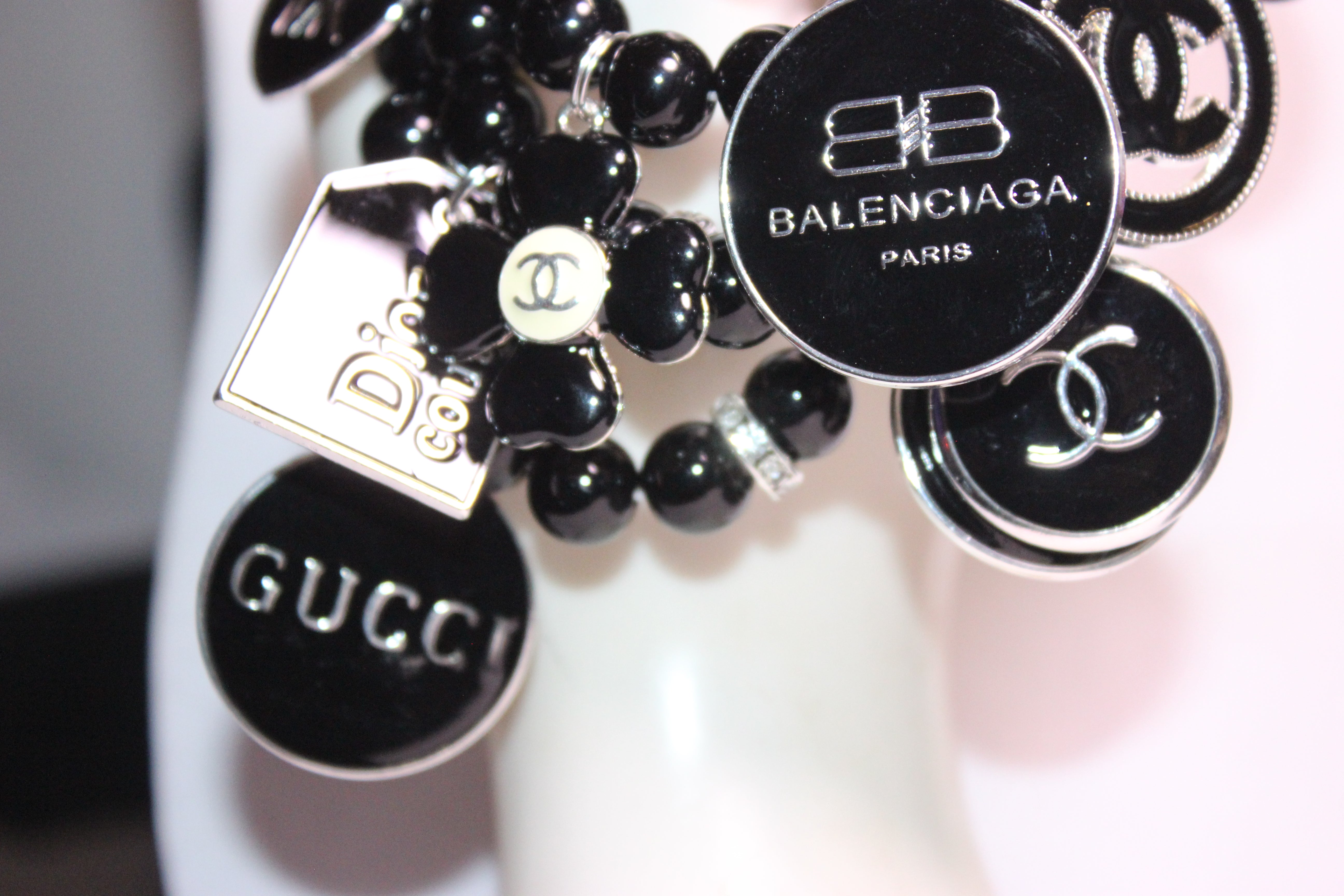 Black & Silver 4 Piece Charm Bracelet Set