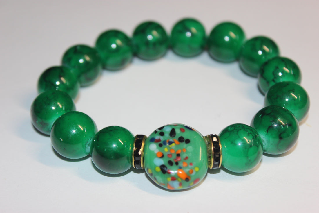 Shades Of Green BOBCAT Beaded Bracelet