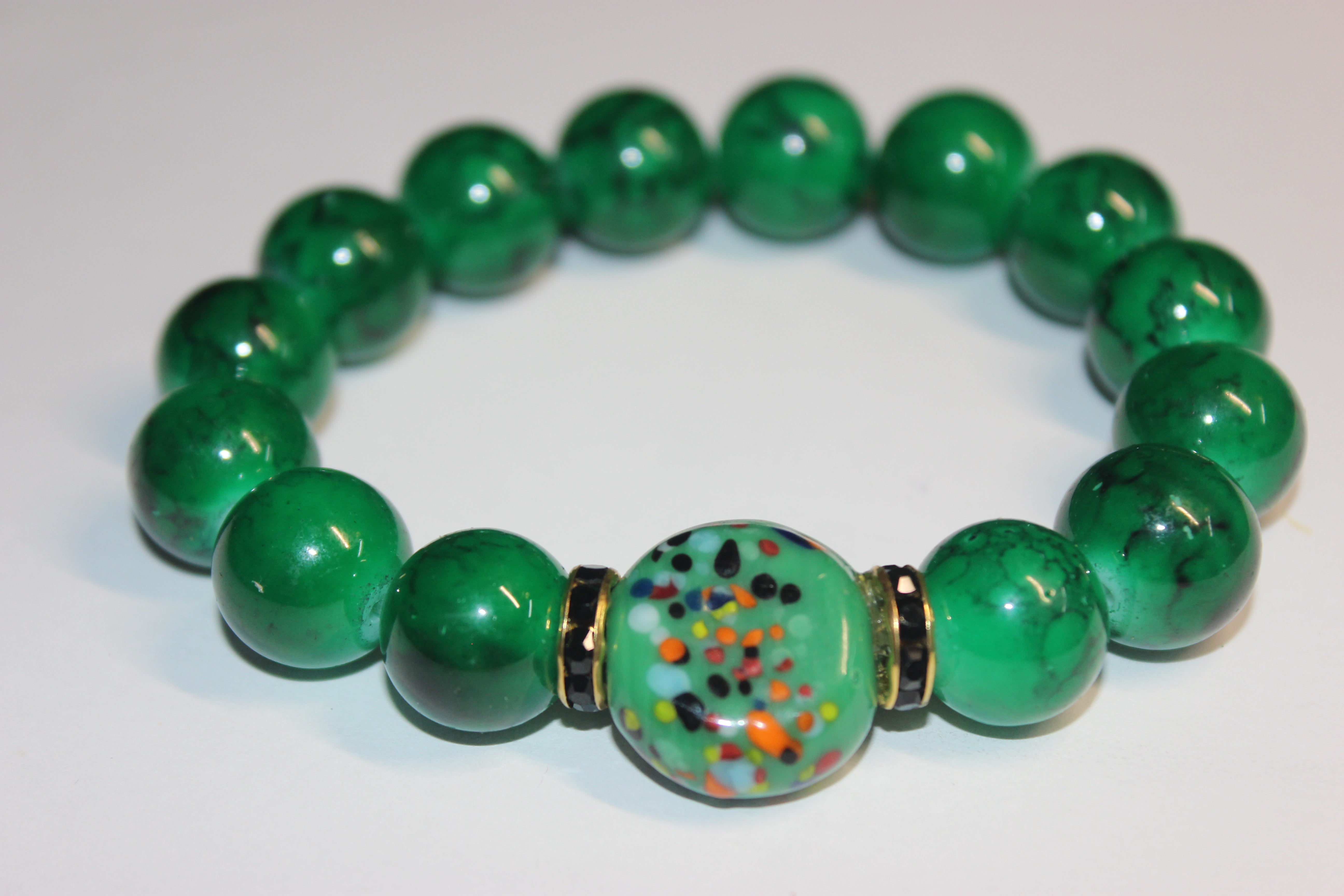 Shades Of Green BOBCAT Beaded Bracelet