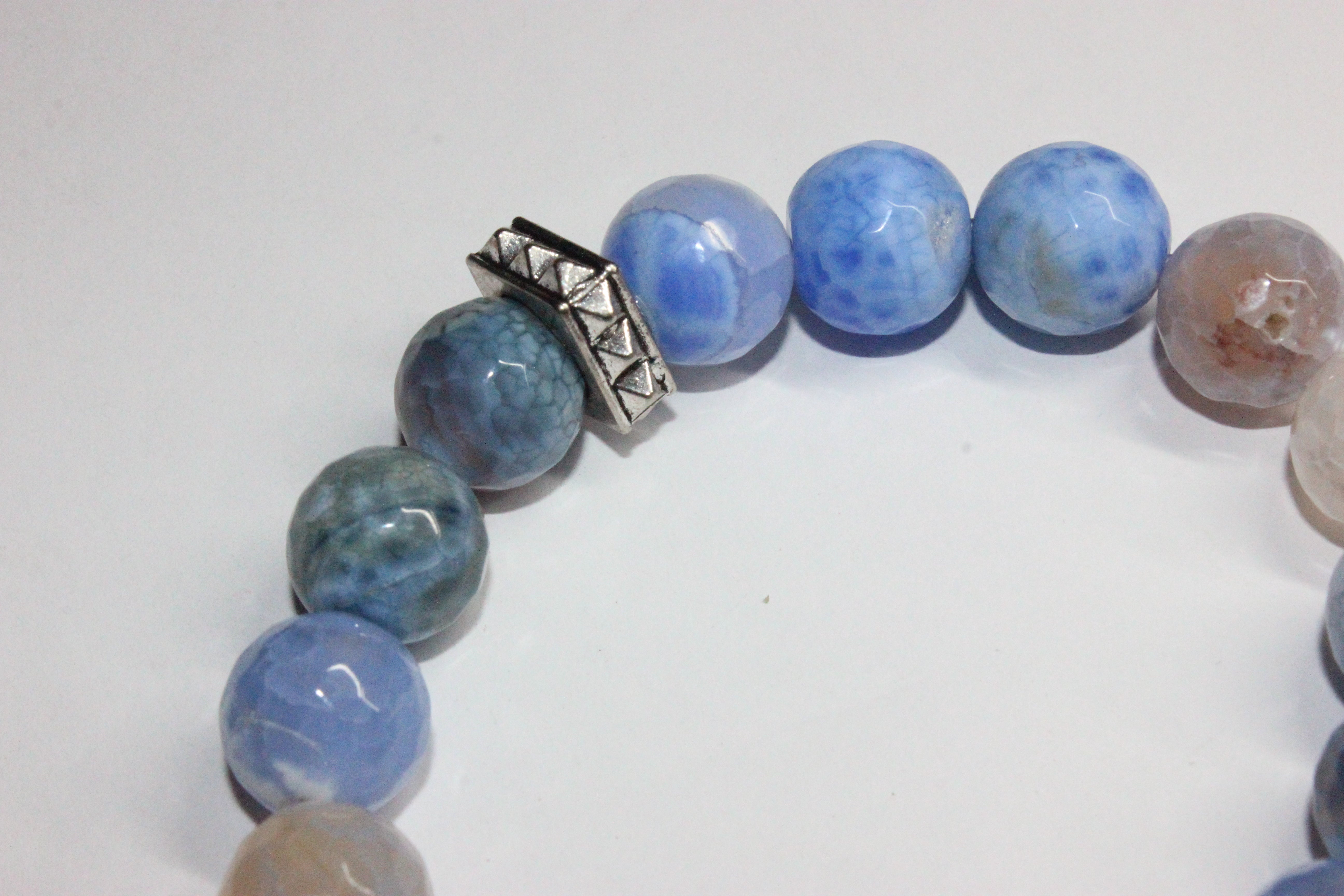 Shades Of Blue Beaded Bracelet set in silver