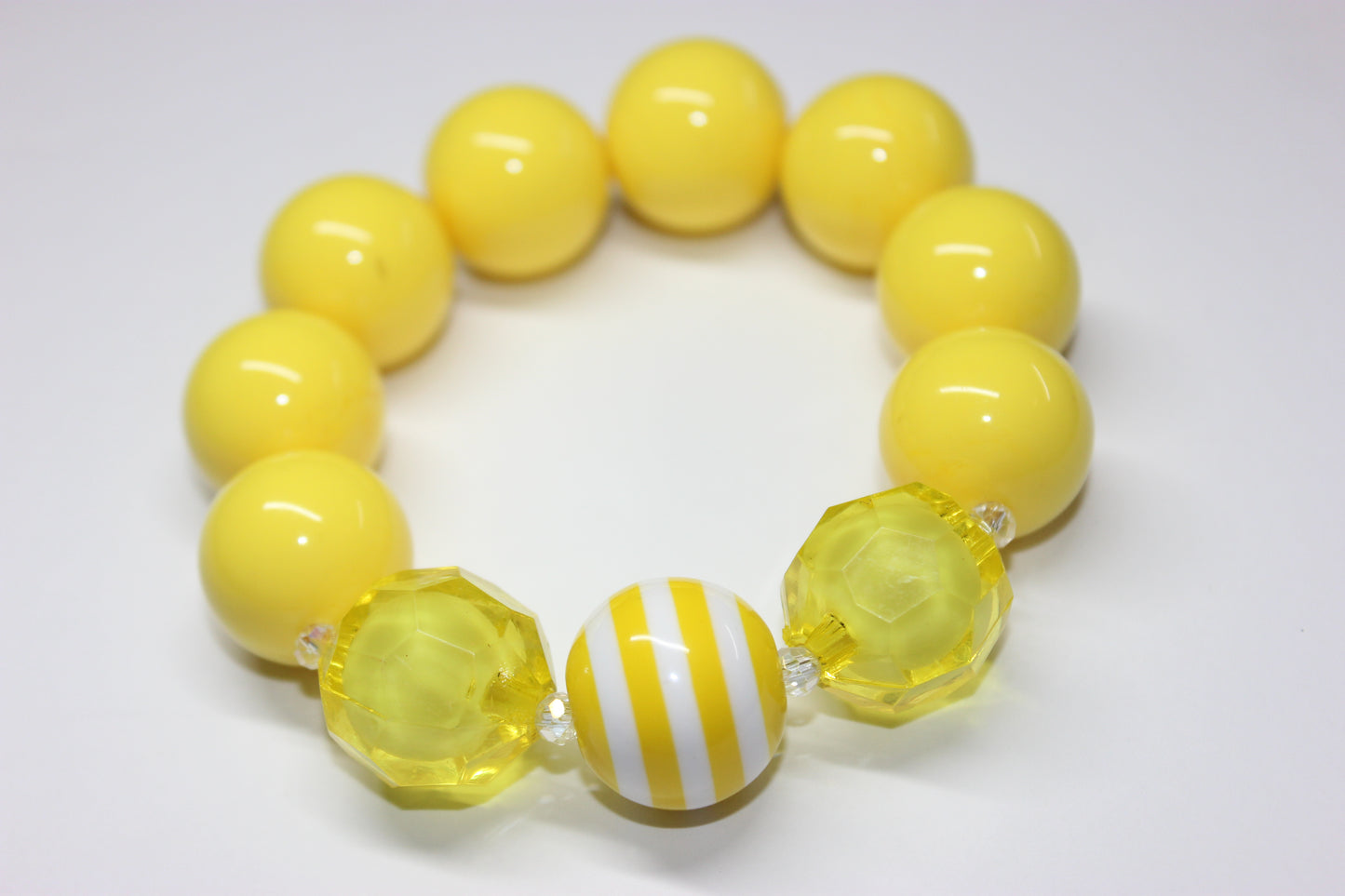 Yellow & White Large Beaded Bracelet