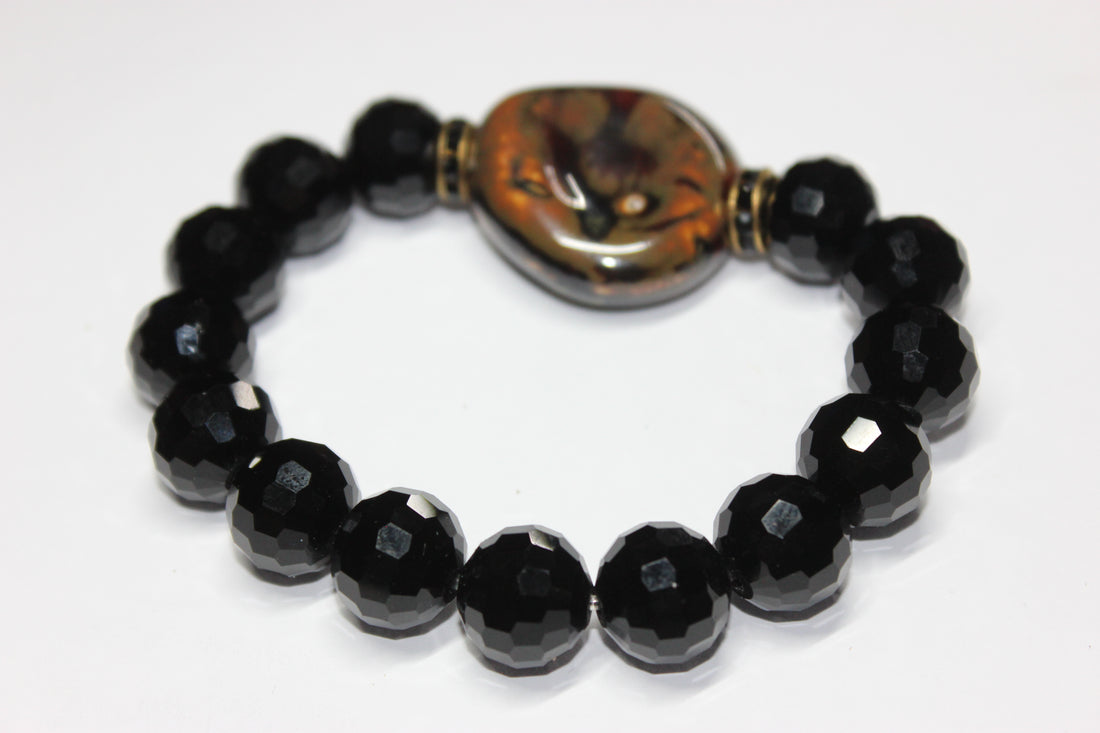 Black Ice & Tiger Eye Ceramic Stone Bracelet