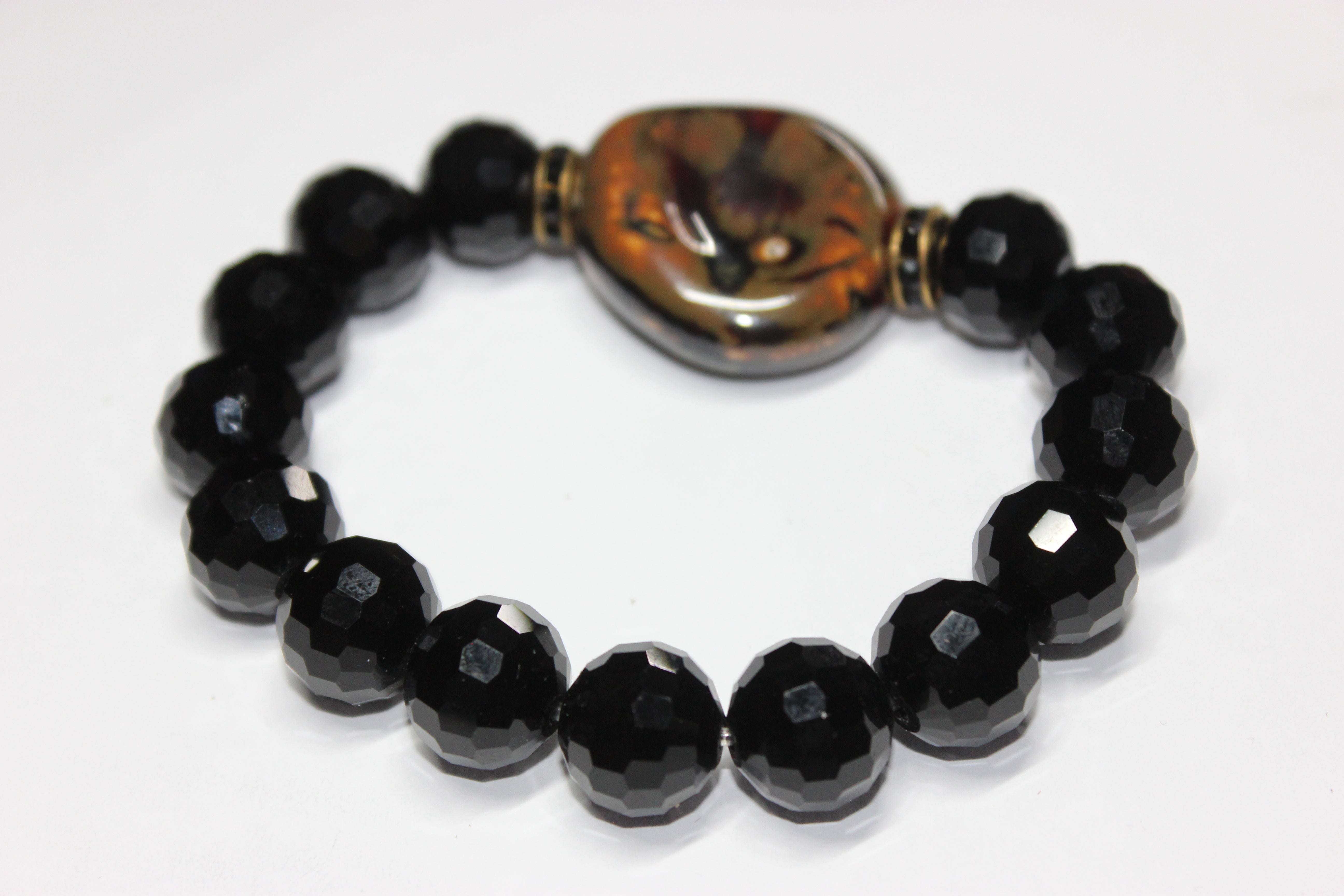 Black Ice & Tiger Eye Ceramic Stone Bracelet