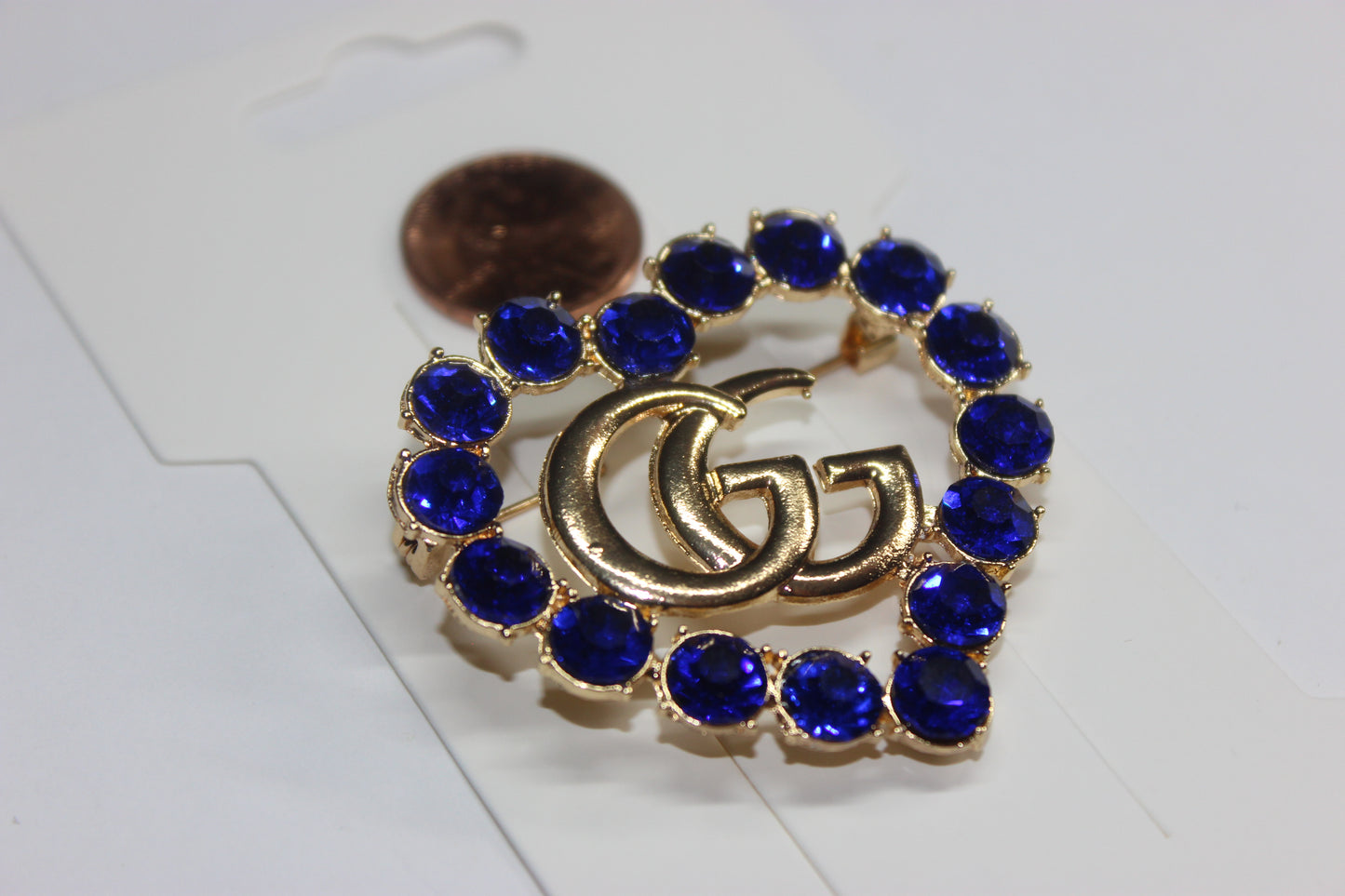 Royal Blue & Gold Brooch Pin