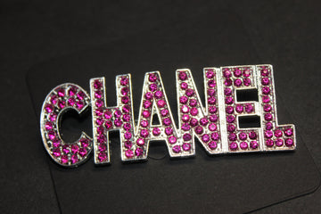 Hot Pink & Silver Rhinestone Brooch Pin