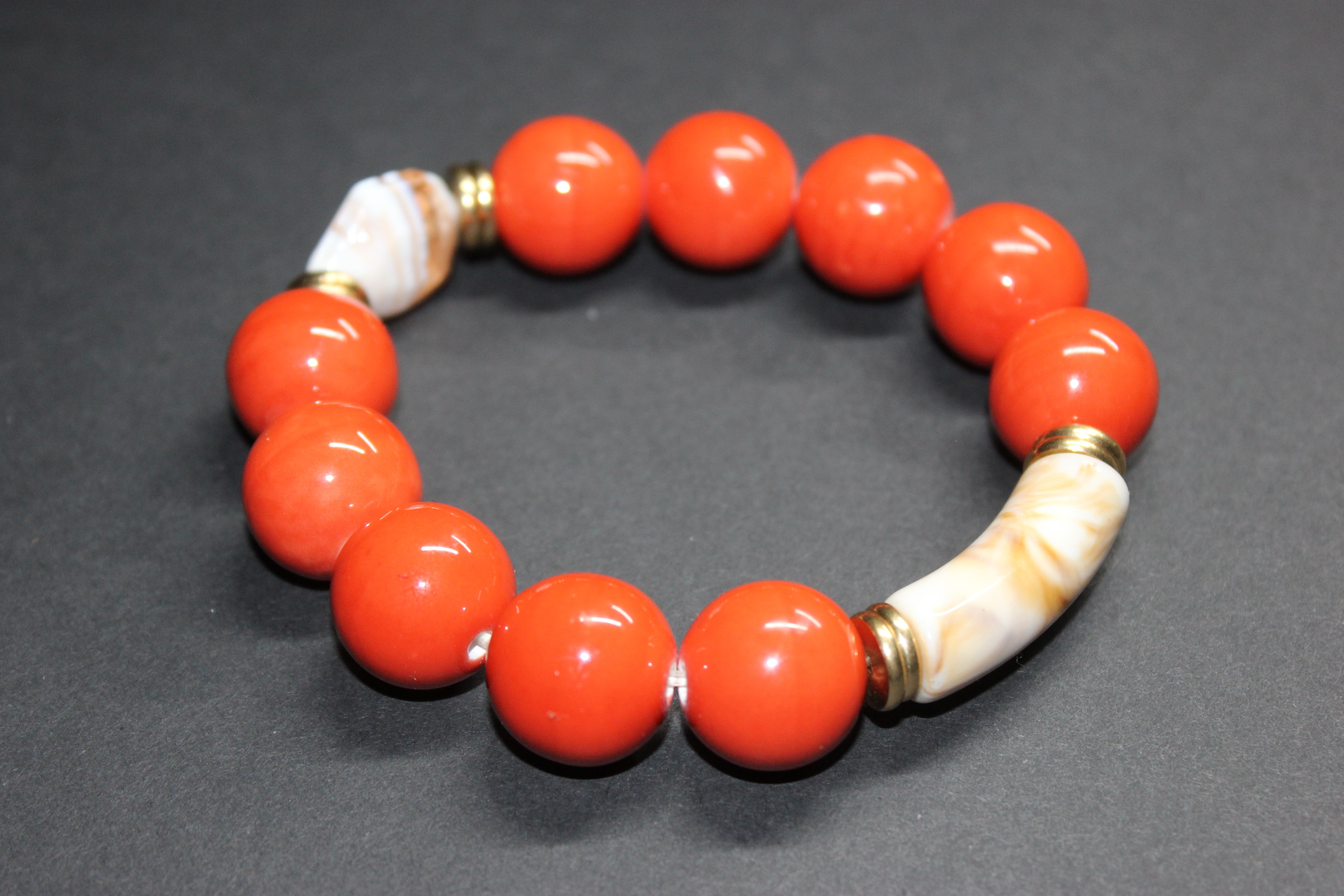 Shades Of Orange & Beige w/ Gold Swiss Collection Bracelet