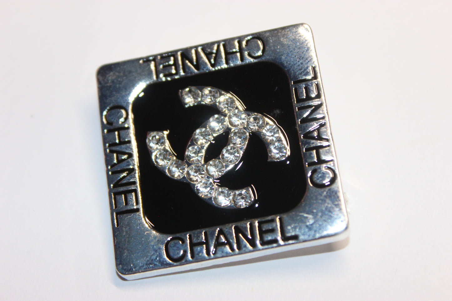 Black Silver & Rhinestone Brooch Pin