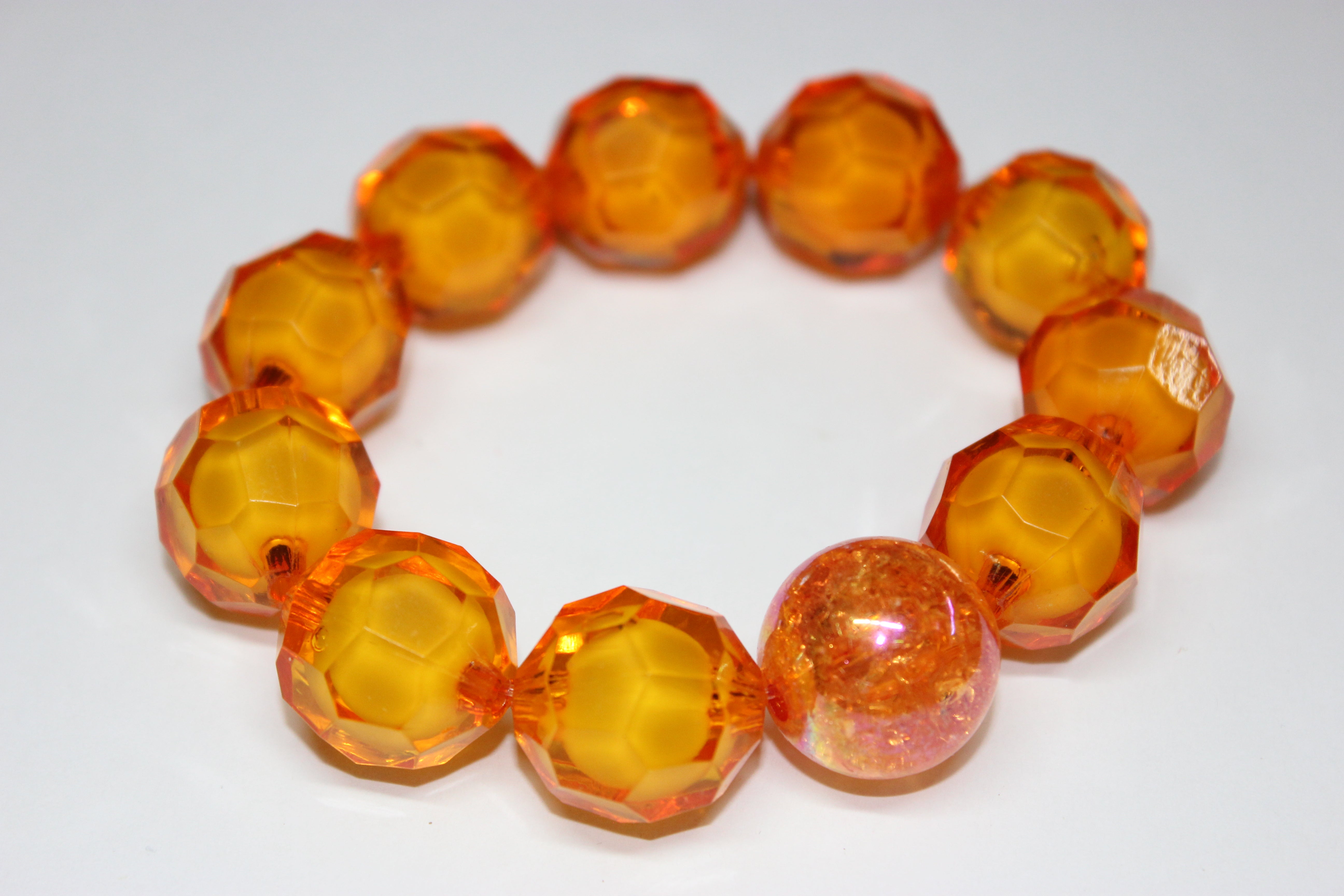 Shades Of Orange Large Faceted Beaded Bracelet