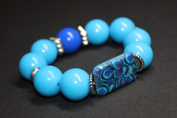 Shades Of Blue Large Beaded Bracelet