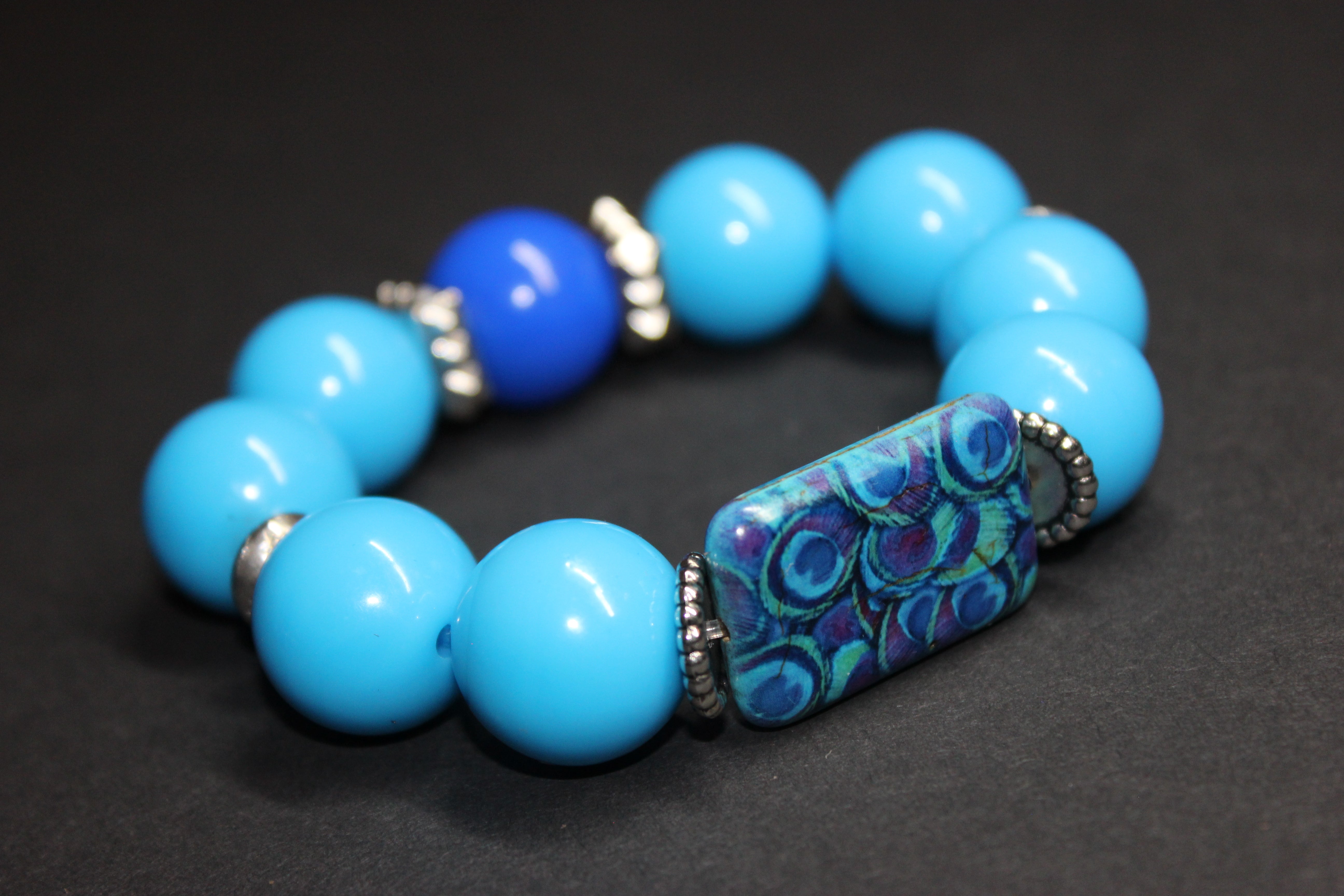 Shades Of Blue Large Beaded Bracelet