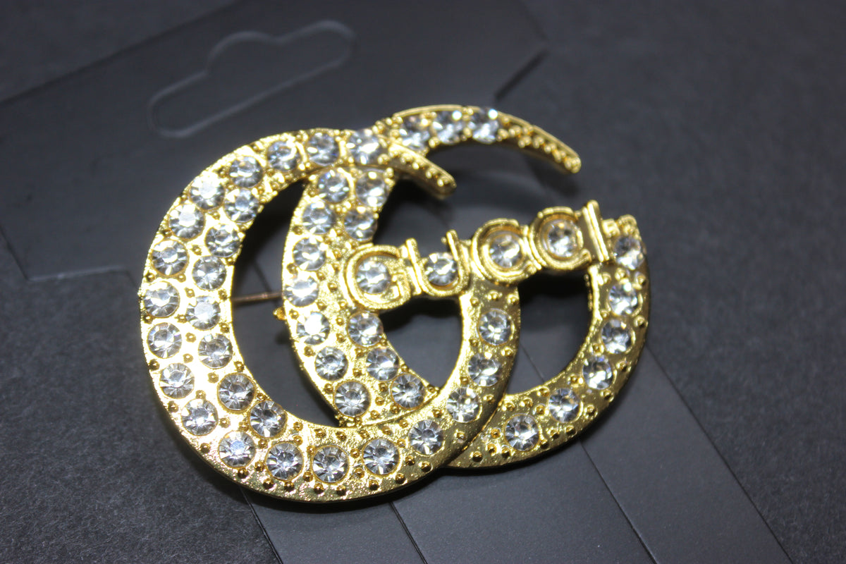 Gold Rhinestone Brooch Pin