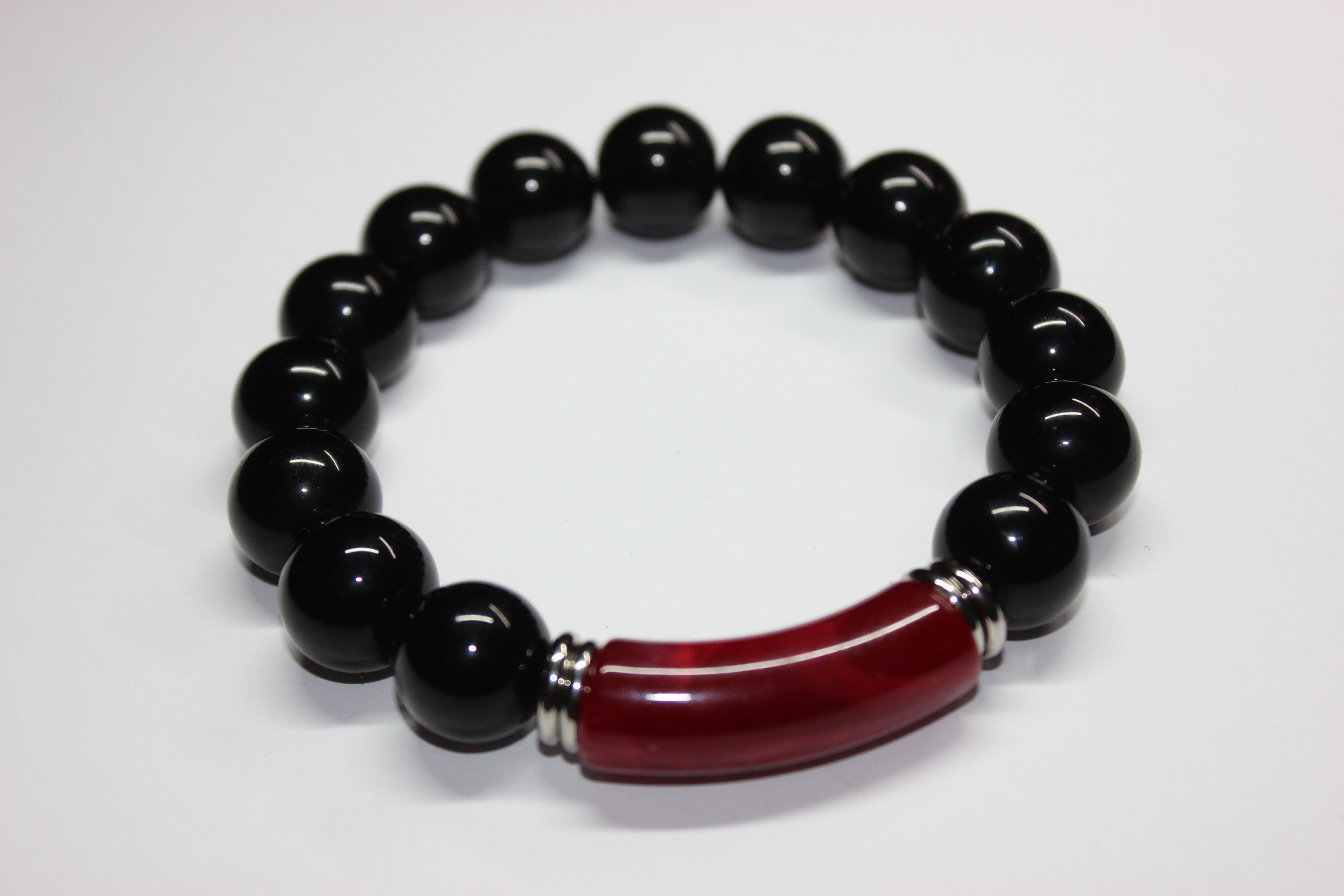 Black Cherry & Silver Beaded Bracelet