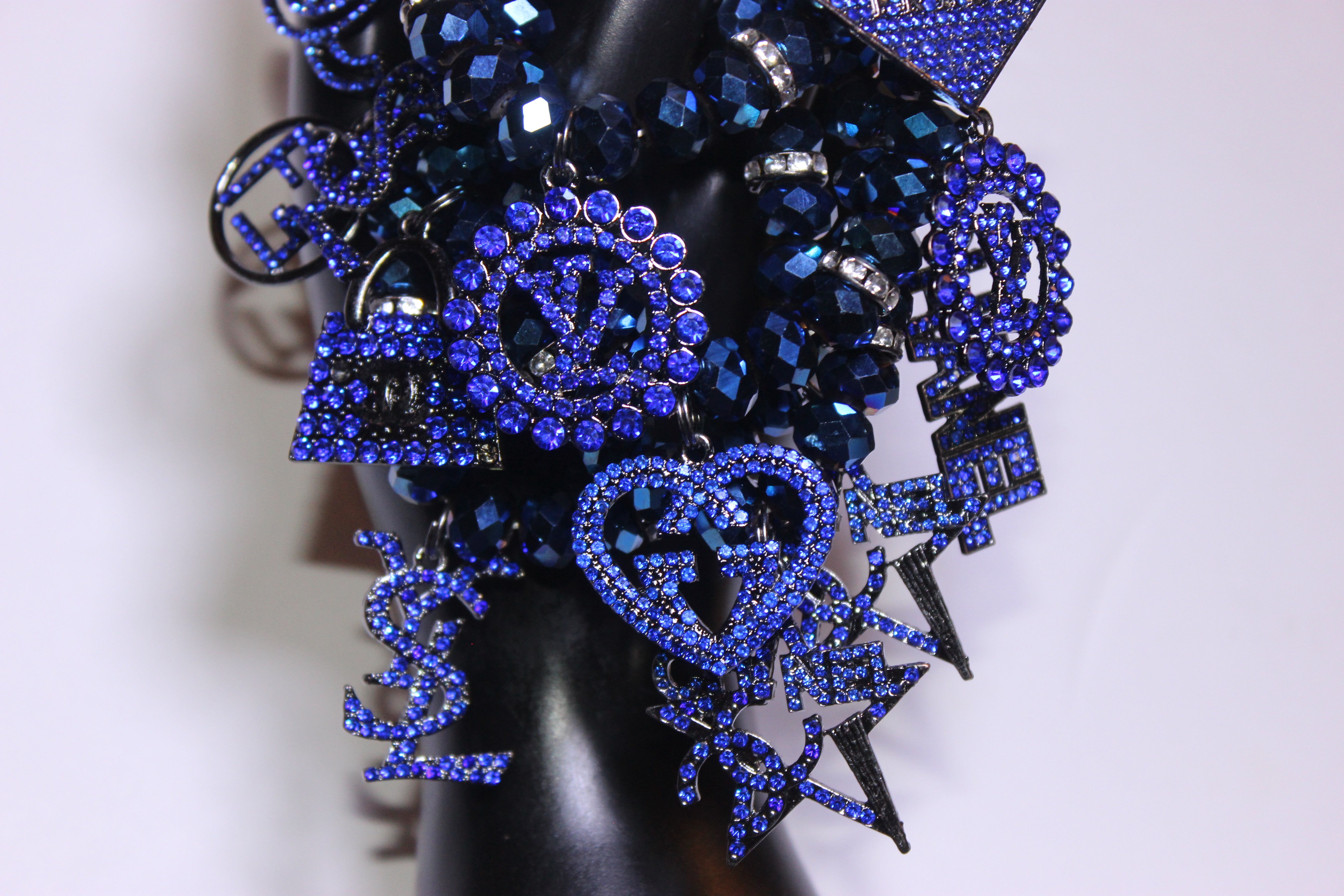4 Piece Electric Blue Crystal Charm Bracelet Set