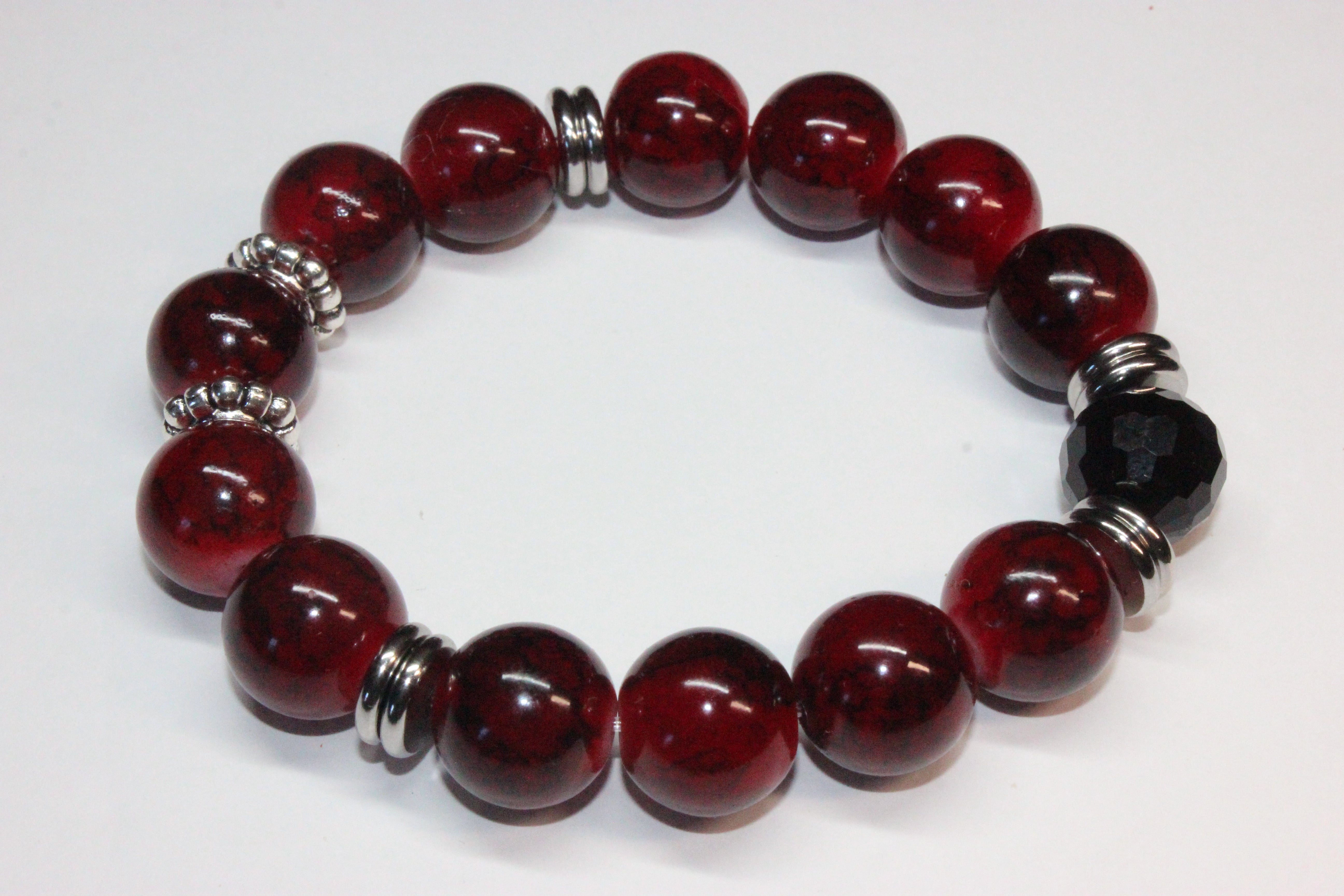 Red & Black Beaded Bracelet