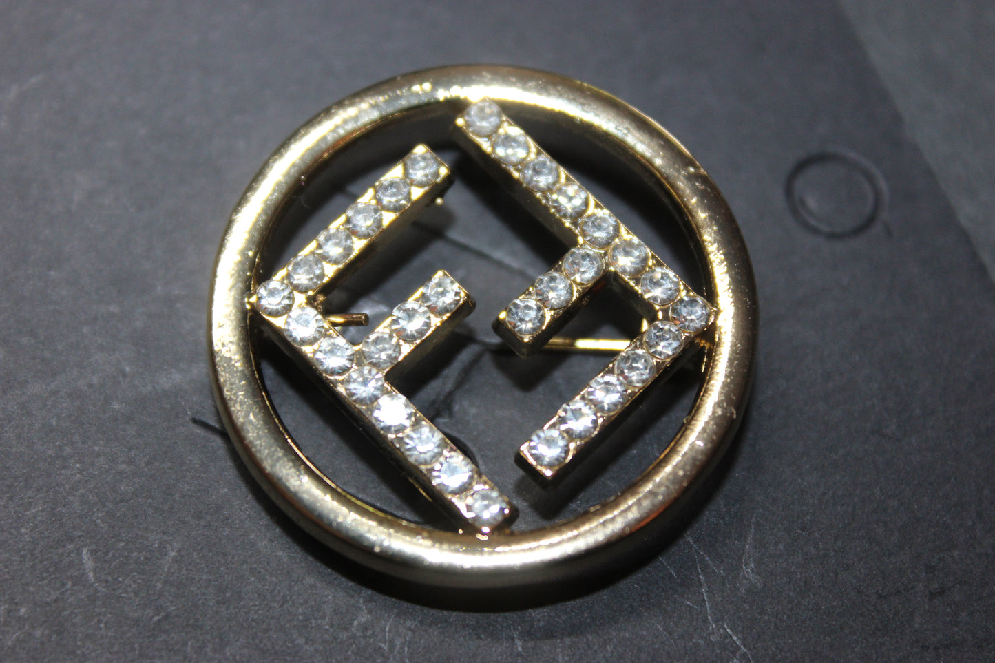 Gold & Rhinestone Brooch Pin