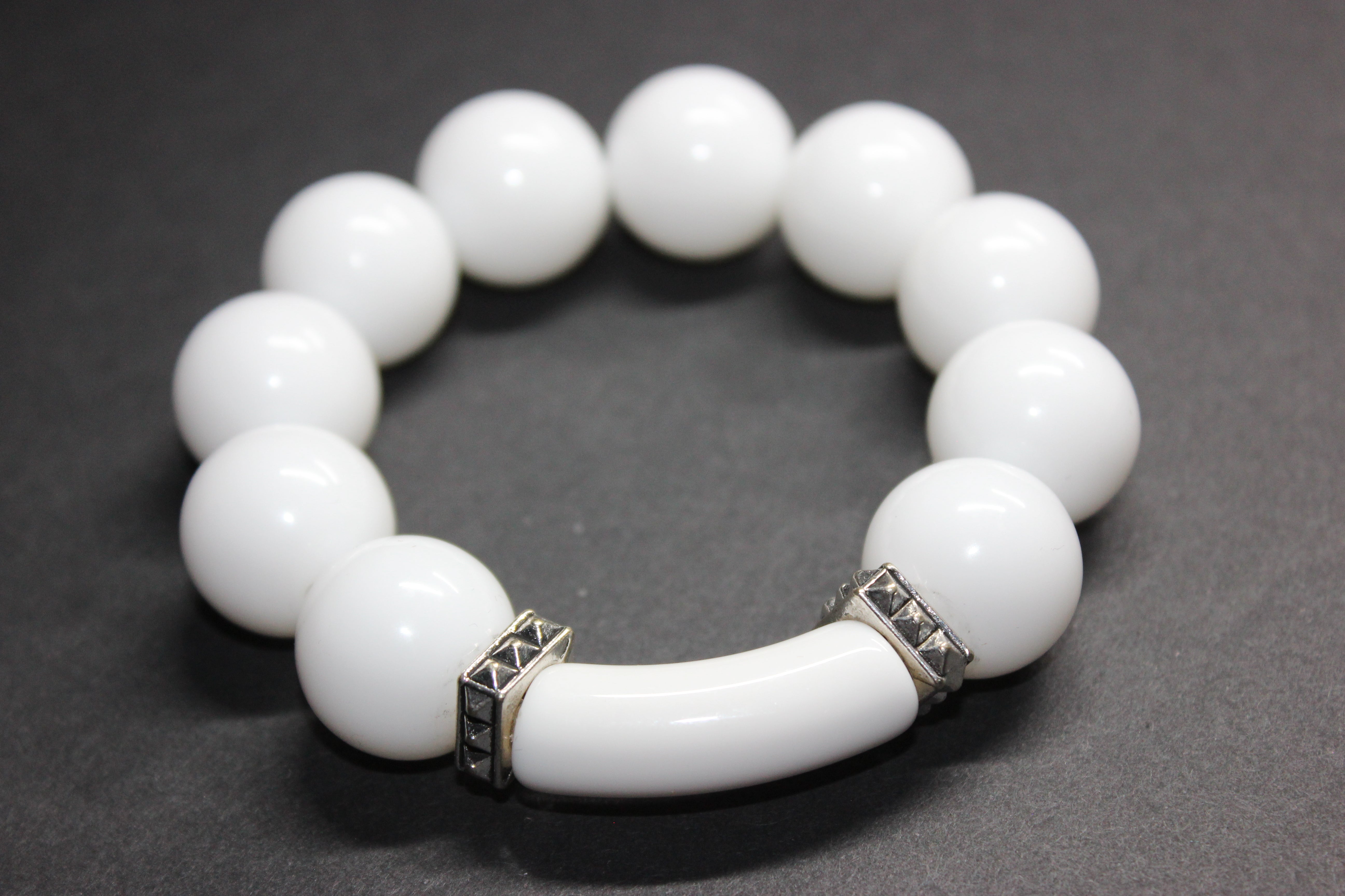 White & Silver Large Beaded Bracelet