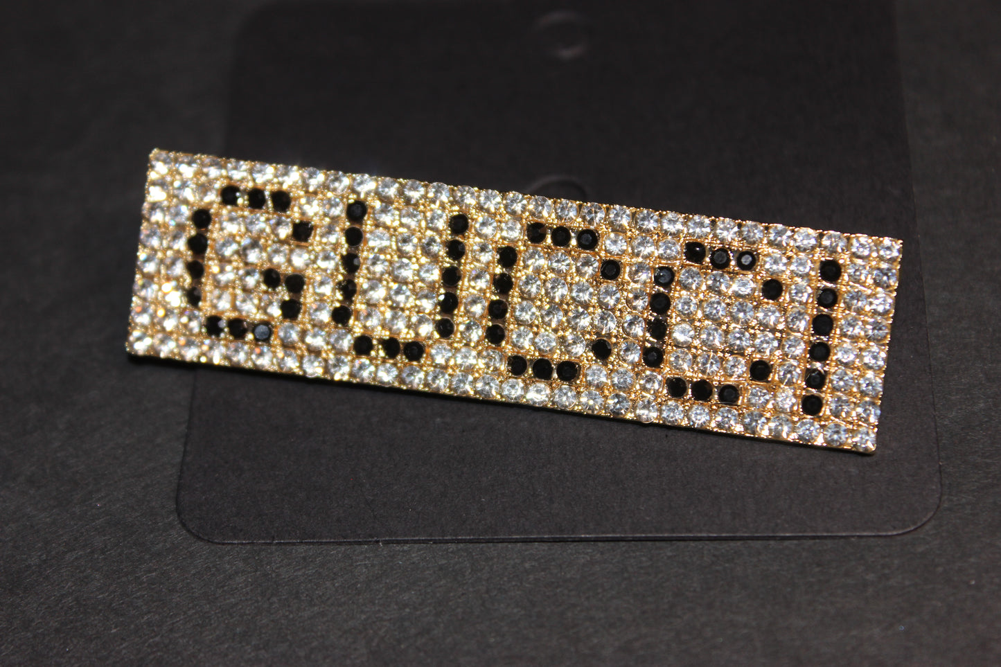 Rhinestone Gold & Black Brooch Pin