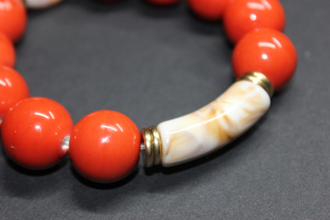 Shades Of Orange & Beige w/ Gold Swiss Collection Bracelet